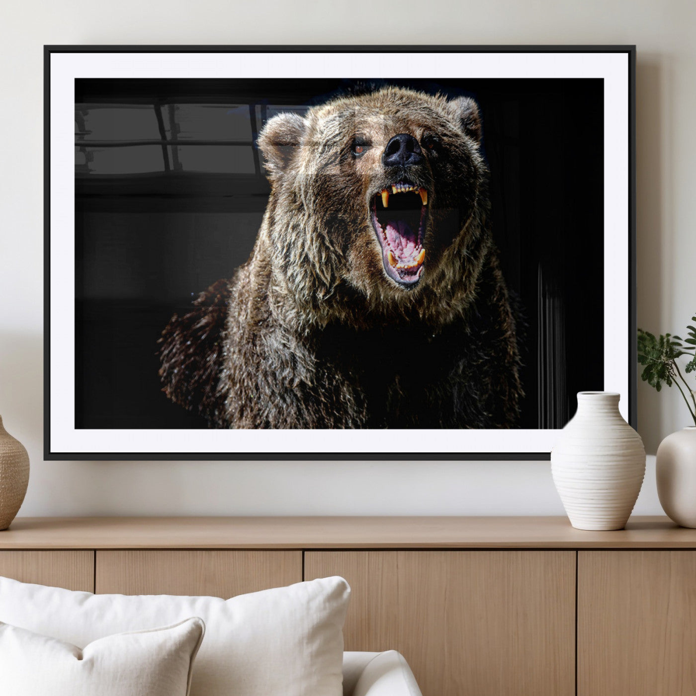 MGC-FP-36x24 - Grizzly Bear Canvas Print | Wildlife Wall Art for Cabin Decor | Ready to Hang Framed