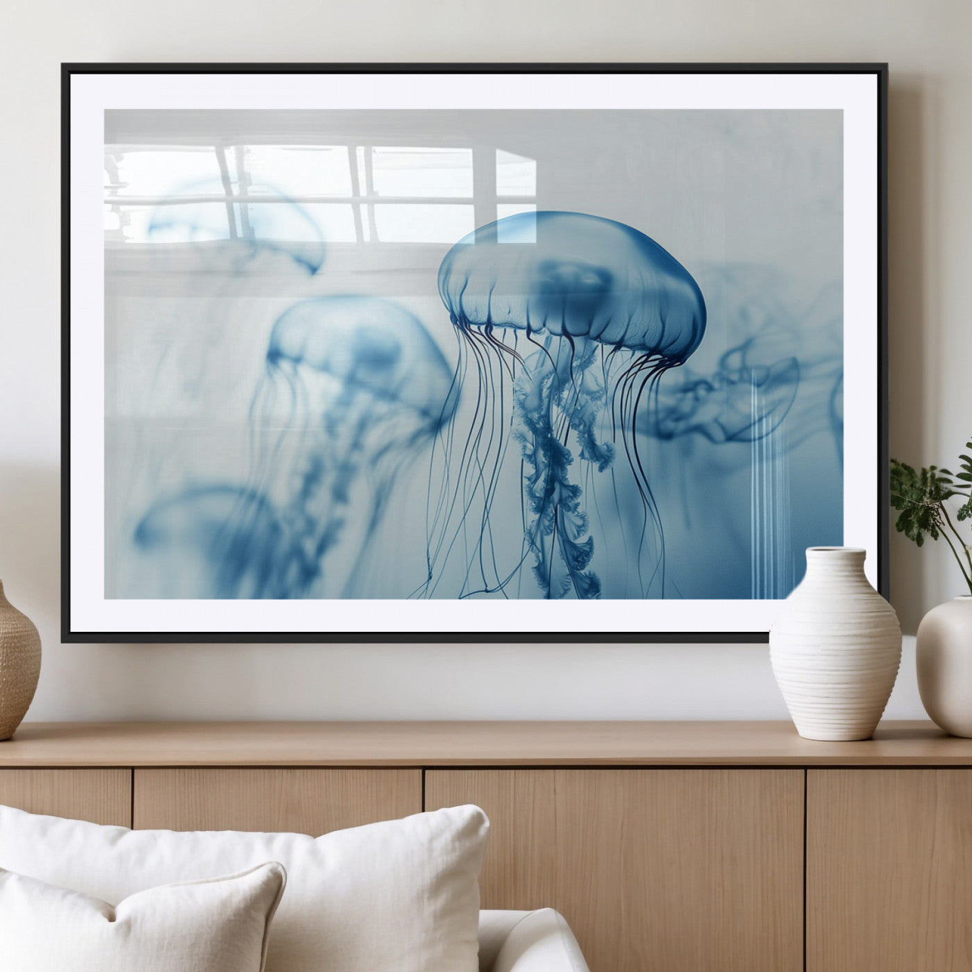 MGC-FP-36x24 - Blue Jellyfish Wall Art Canvas Print