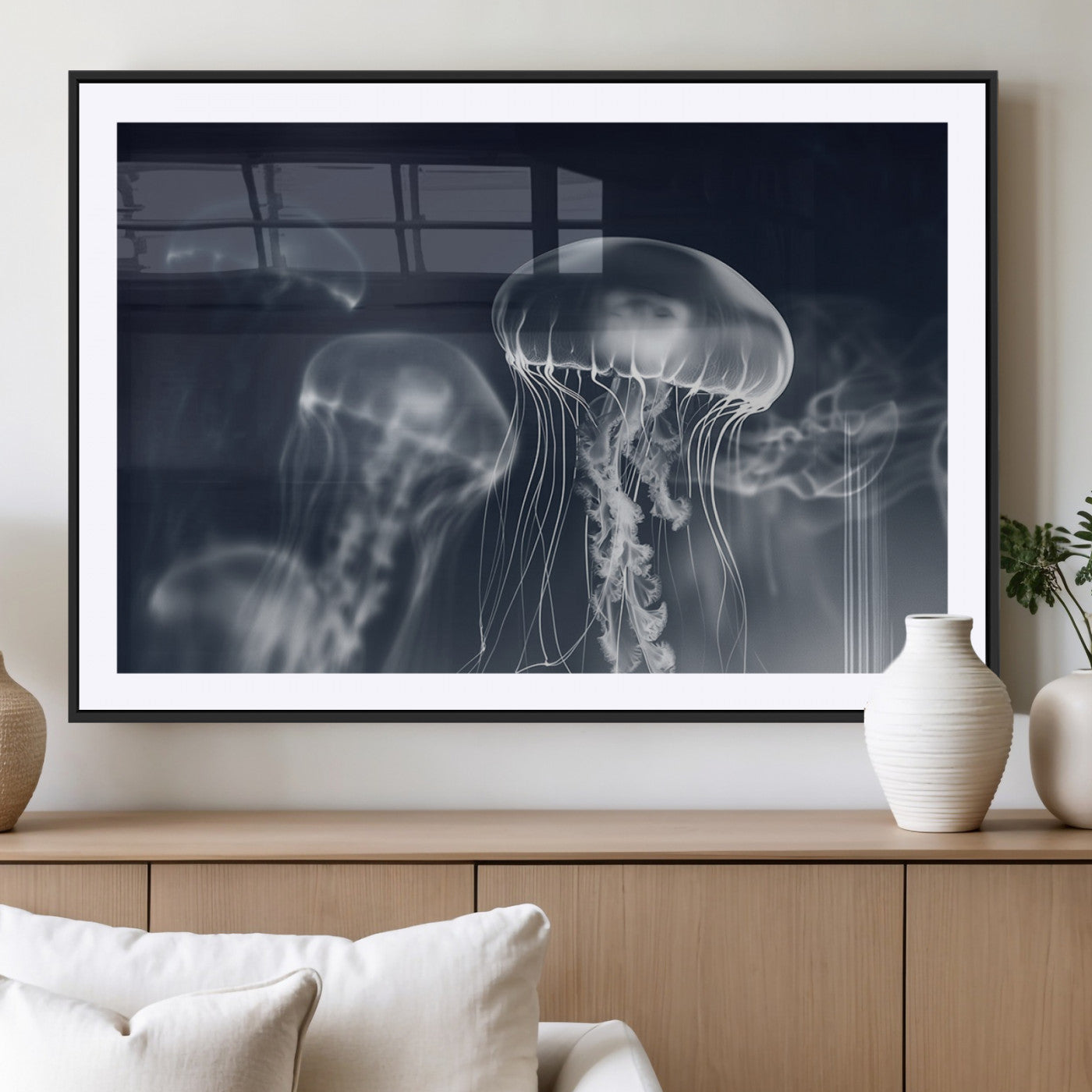 MGC-FP-36x24 - Jellyfish Wall Art Canvas Print, Modern Abstract Jellyfish Wall Decor