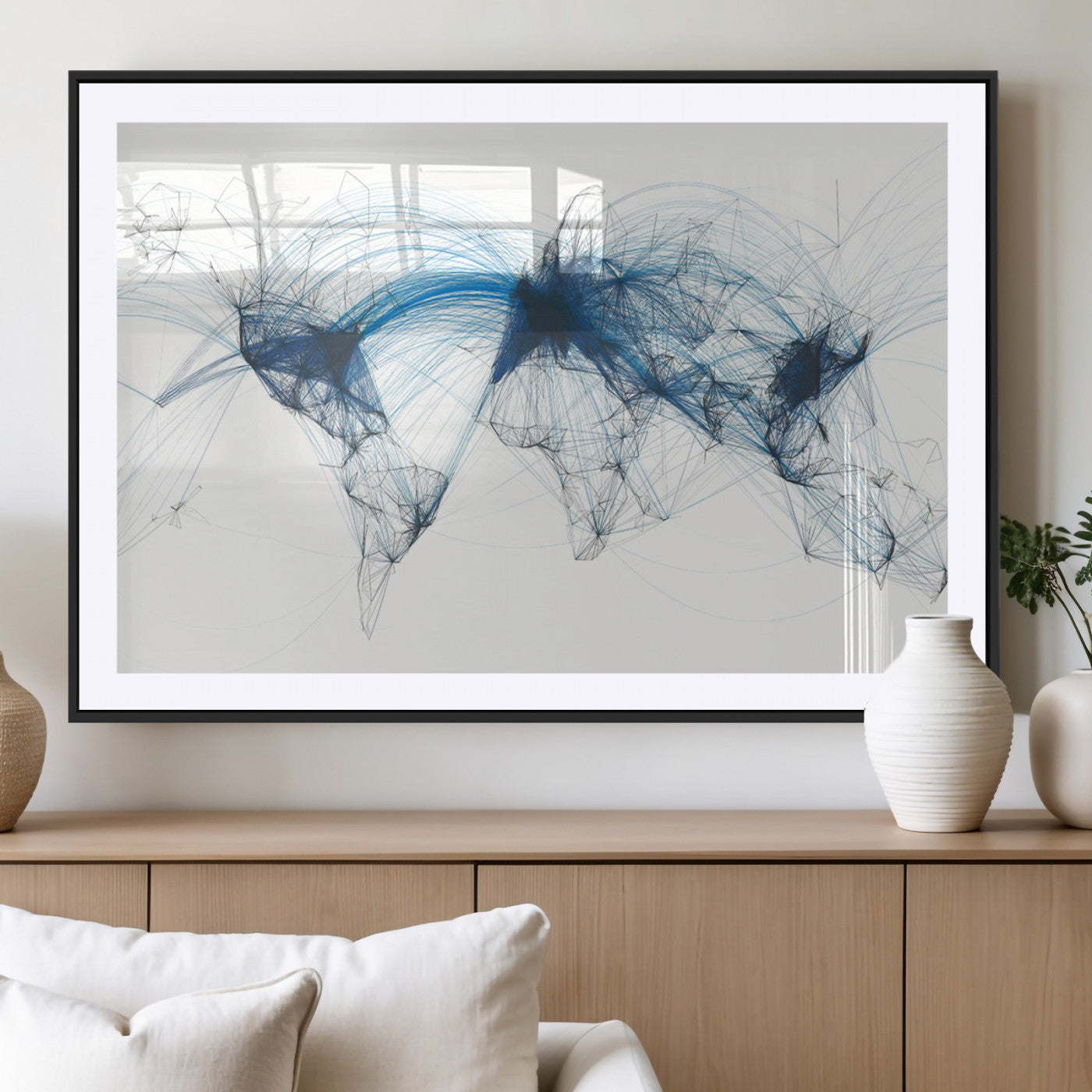 MGC-FP-36x24 - Push Pin World Map Canvas Print – Framed Wall Art for Couples to Track Their Travels – Anniversary