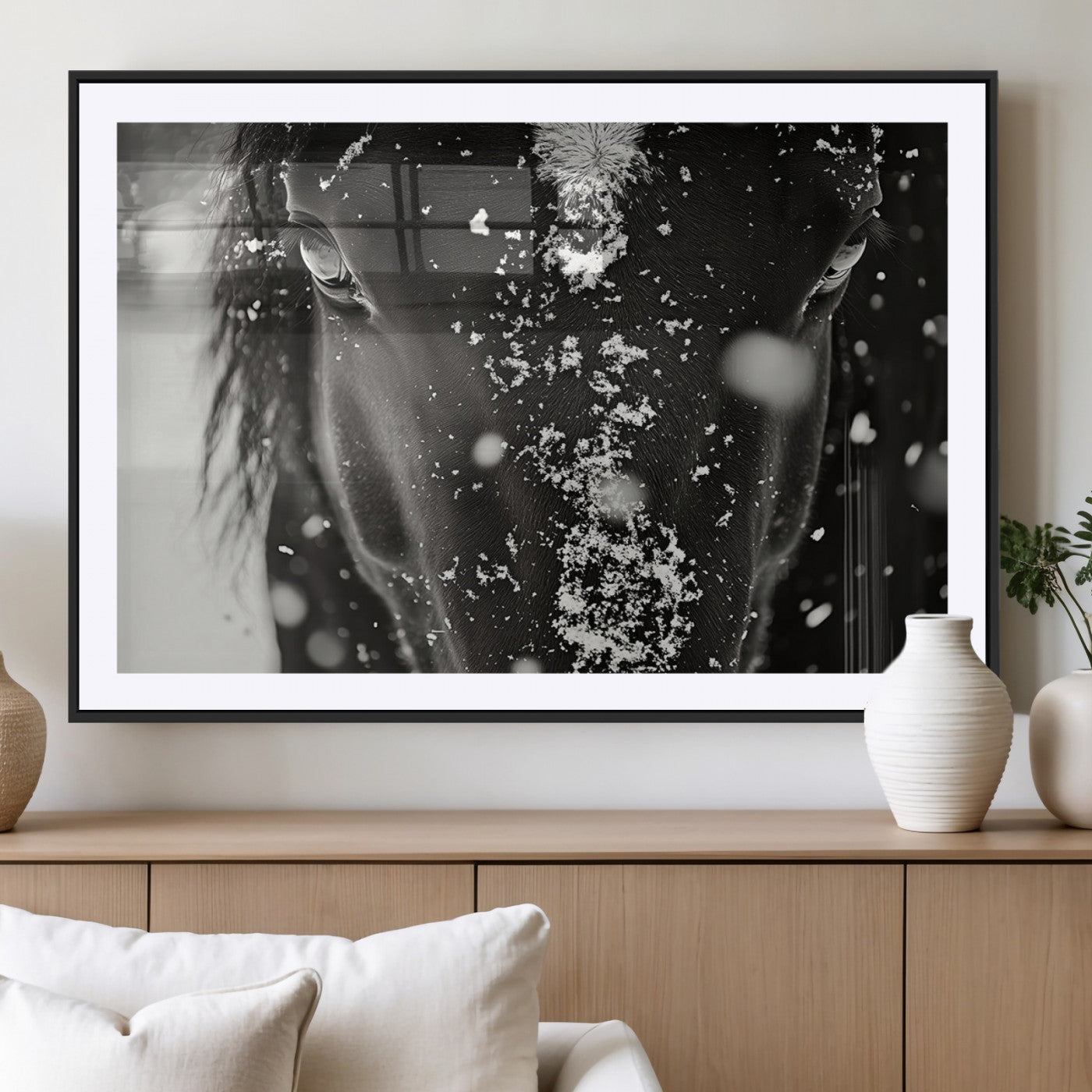 MGC-FP-36x24 - Winter Horse Snow Wall Art Canvas Print