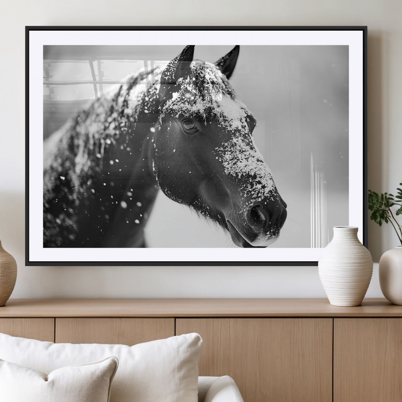 MGC-FP-36x24 - Horse Canvas Print - Winter Horse Snow Wall Art Canvas Print