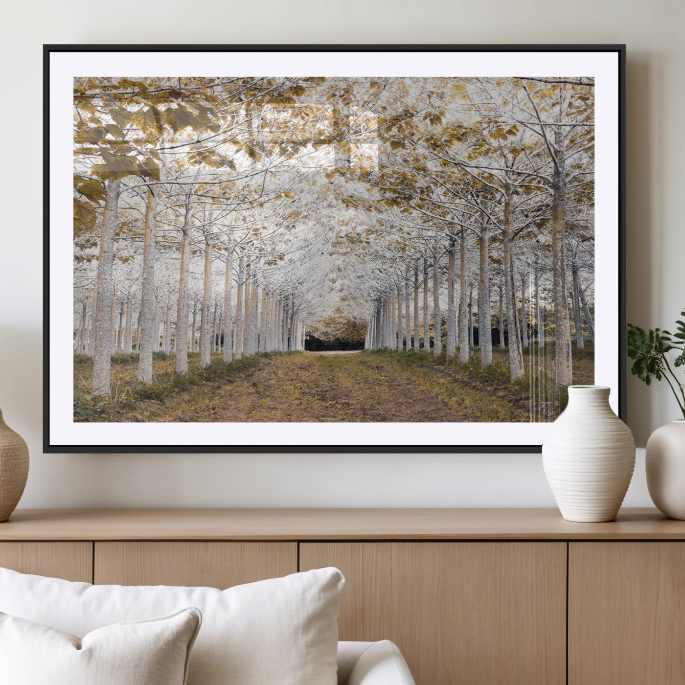 MGC-FP-36x24 - Forest Grove Wall Art | Serene Pathway Canvas Print | Ready to Hang and Framed Nature Wall Decor for