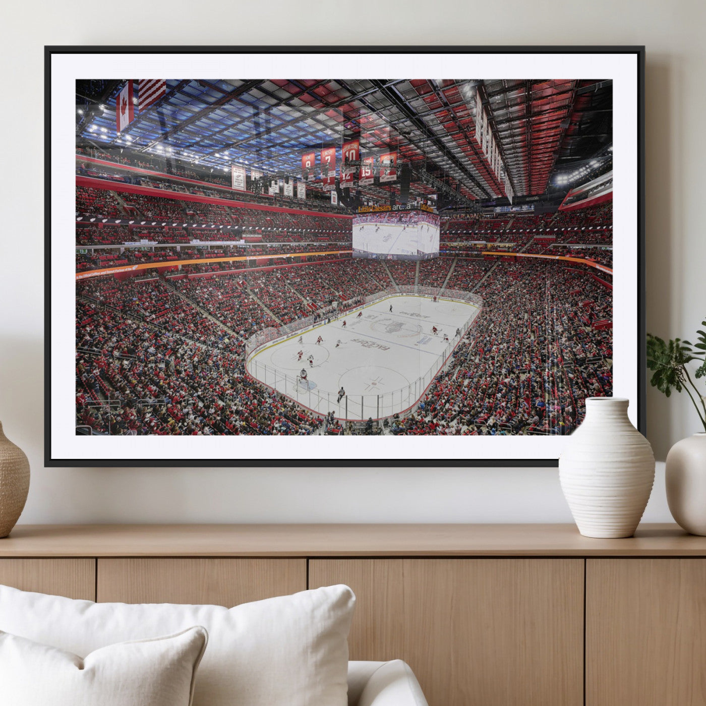 MGC-FP-36x24 - Barton Malow Little Caesars Arena Detroit Wall Art Canvas Print - Detroit Hockey and Basketball