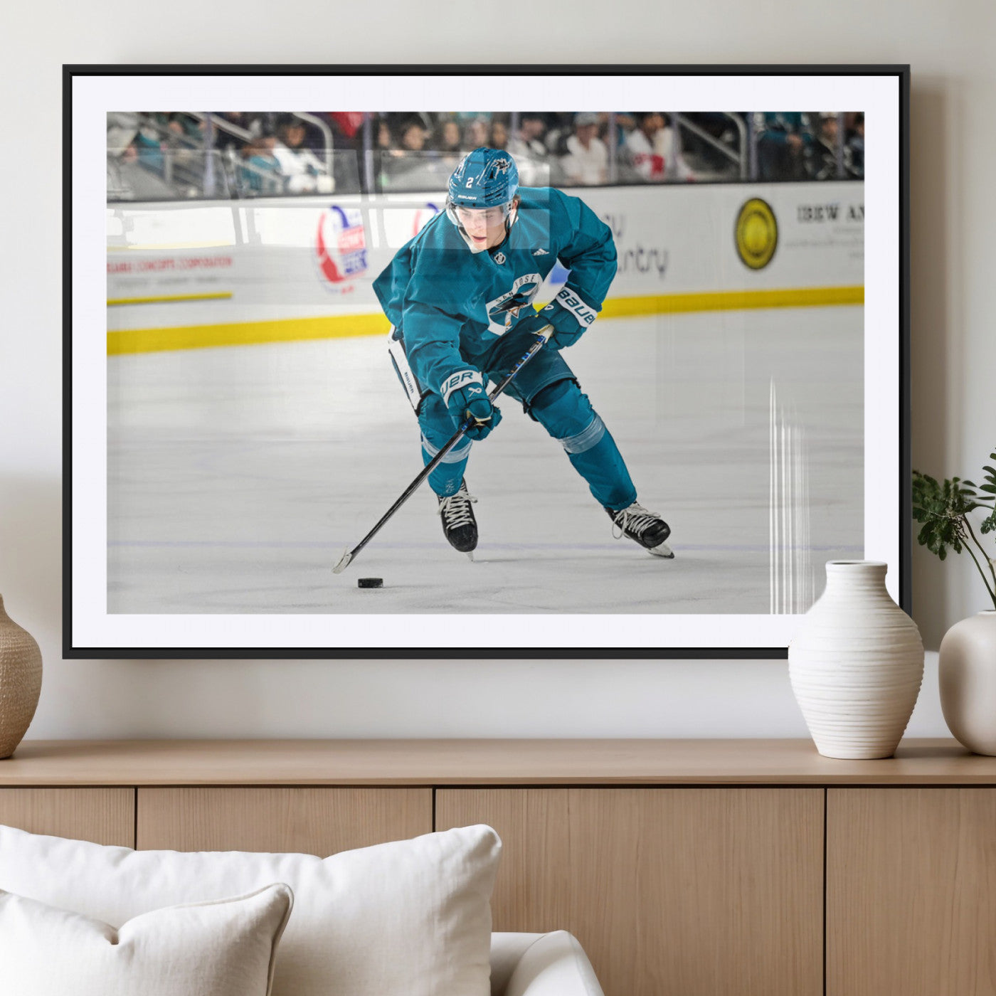 MGC-FP-36x24 - San Jose Sharks Ice Hockey Player Wall Art Canvas Print