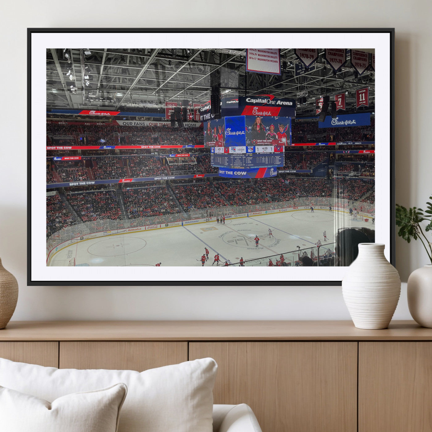 MGC-FP-36x24 - Washington Capitols New York Rangers Ice Hockey Game Stadium Wall Art Canvas Print