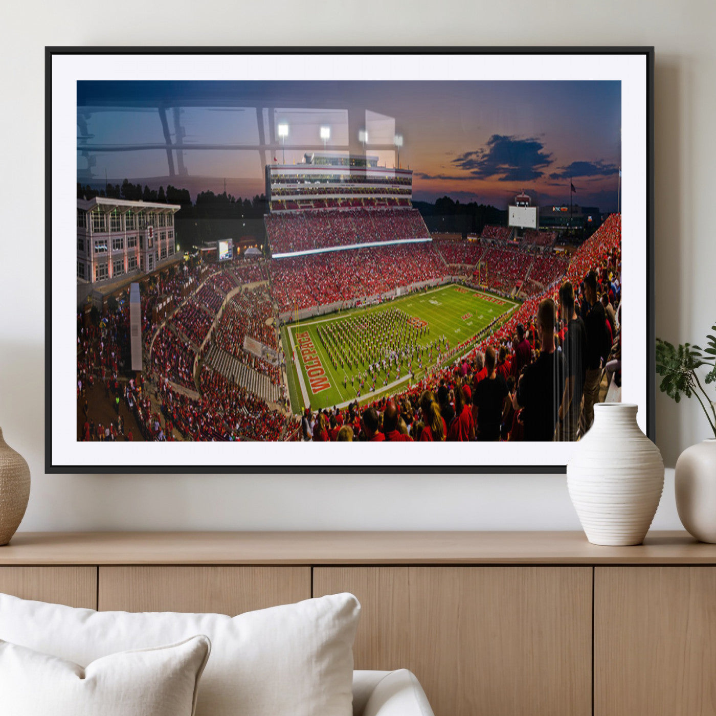 MGC-FP-36x24 - NC State Wolfpack Football Team Print - Raleigh Carter-Finley Stadium Wall Art Canvas Print