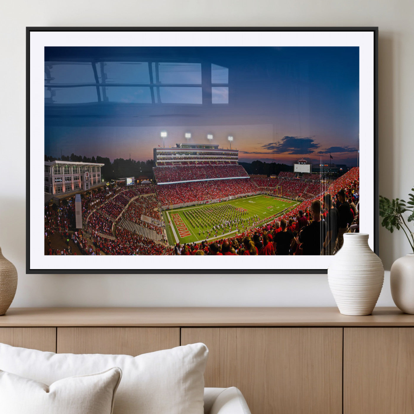 MGC-FP-36x24 - NC State Wolfpack Football Team Print - Raleigh Carter-Finley Stadium Wall Art Canvas Print