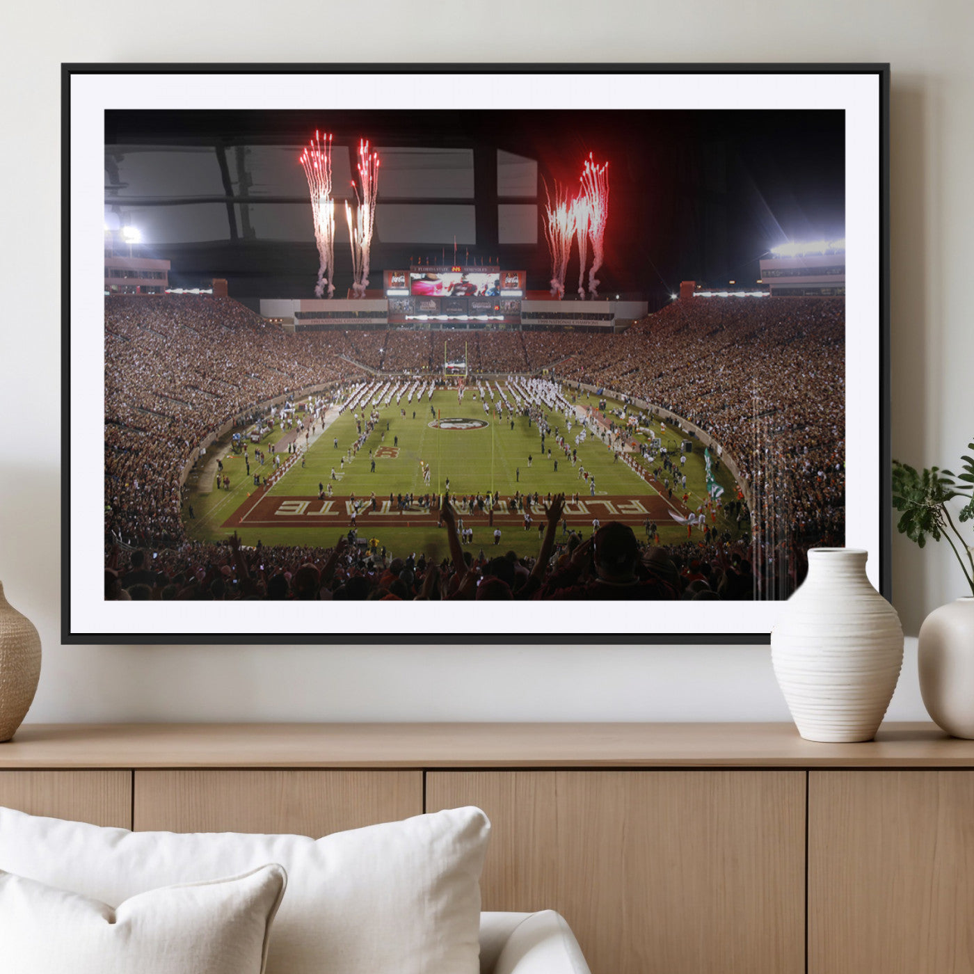 MGC-FP-36x24 - Framed Florida State Seminoles Football Team Print - Tallahassee Doak Campbell Stadium Wall Art