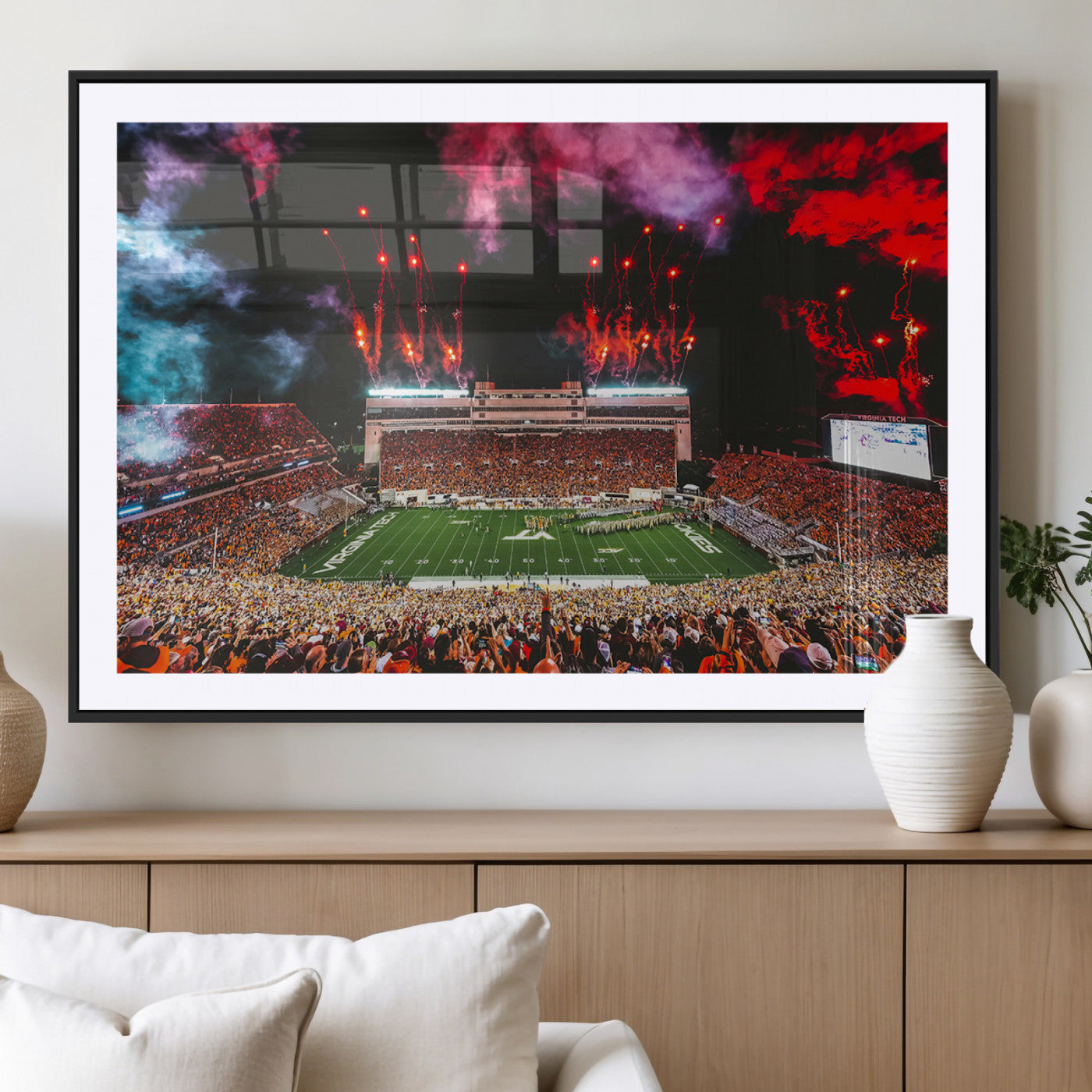 MGC-FP-36x24 - Virginia Tech Hokies Football Team Print - Blacksburg Lane Stadium Wall Art Canvas Print