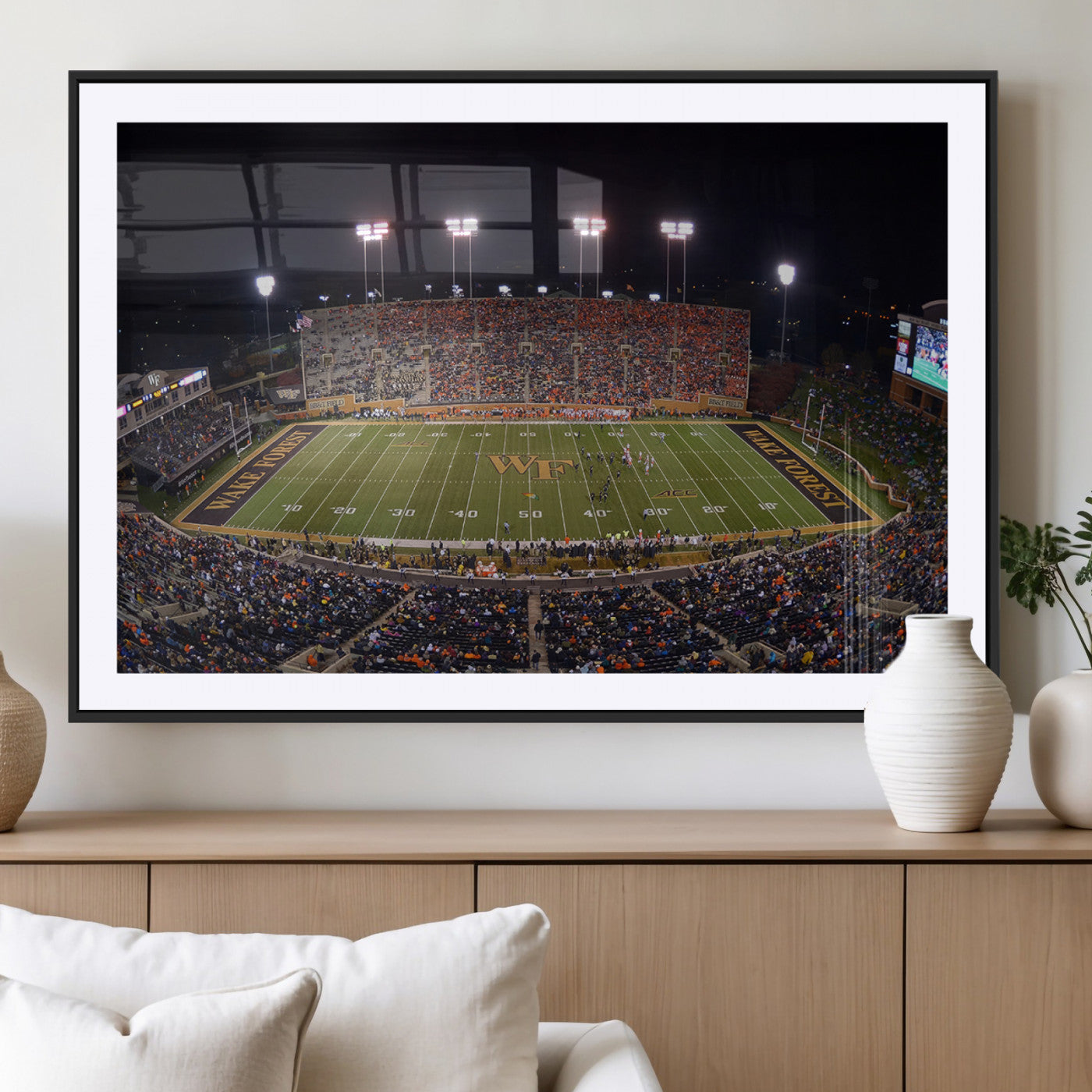 MGC-FP-36x24 - Demon Deacons Print Canvas, Football Team Print - Winston-Salem Allegacy Federal Credit Union