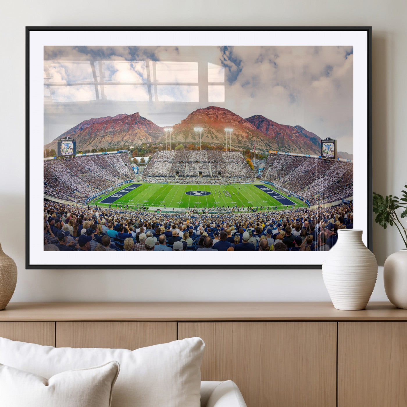 MGC-FP-36x24 - Brigham Young University Cougars Football Team Print - Provo LaVell Edwards Stadium Wall Art Canvas