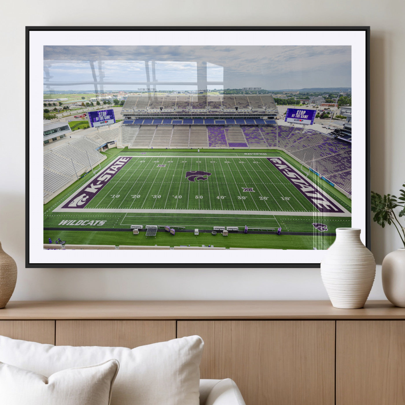 MGC-FP-36x24 - KState Wildcats Football Team Print - Manhattan Bill Snyder Family Football Stadium Wall Art Canvas