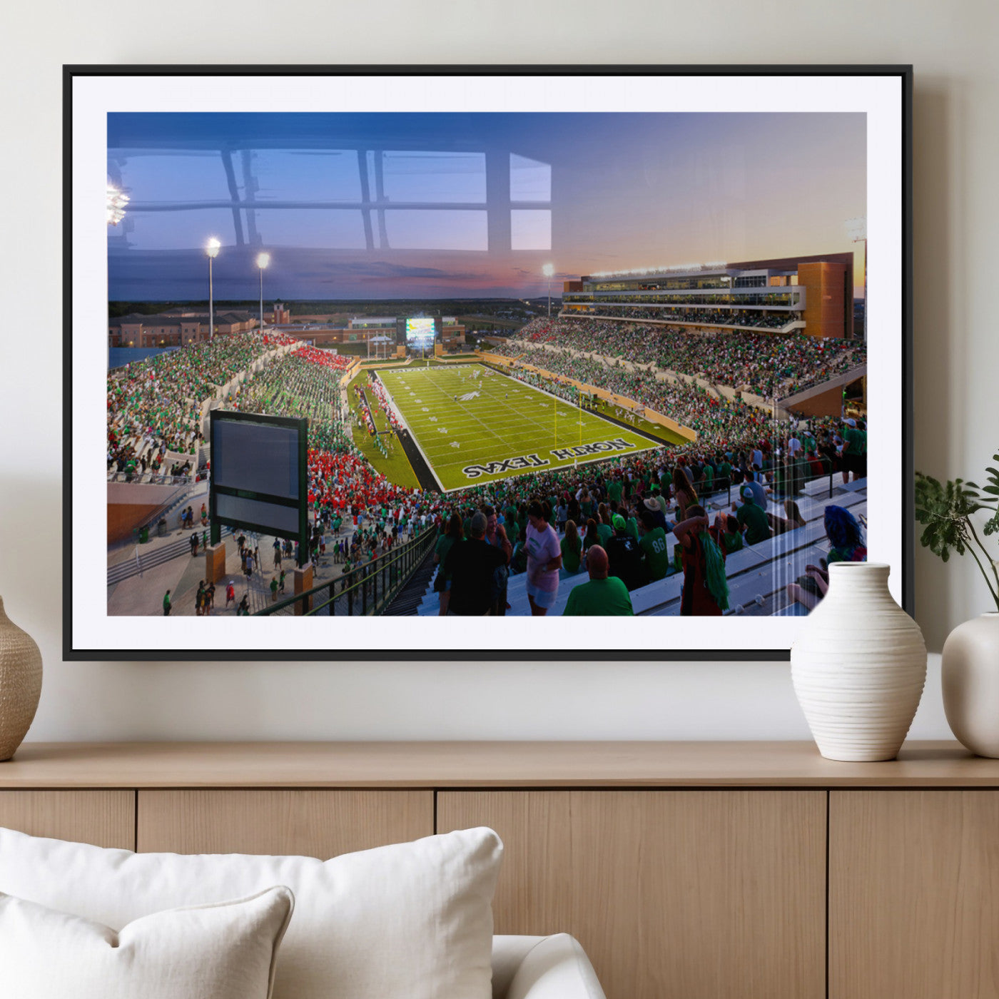 MGC-FP-36x24 - University of North Texas Mean Green Football Team Print - Denton DATCU Stadium Wall Art Canvas