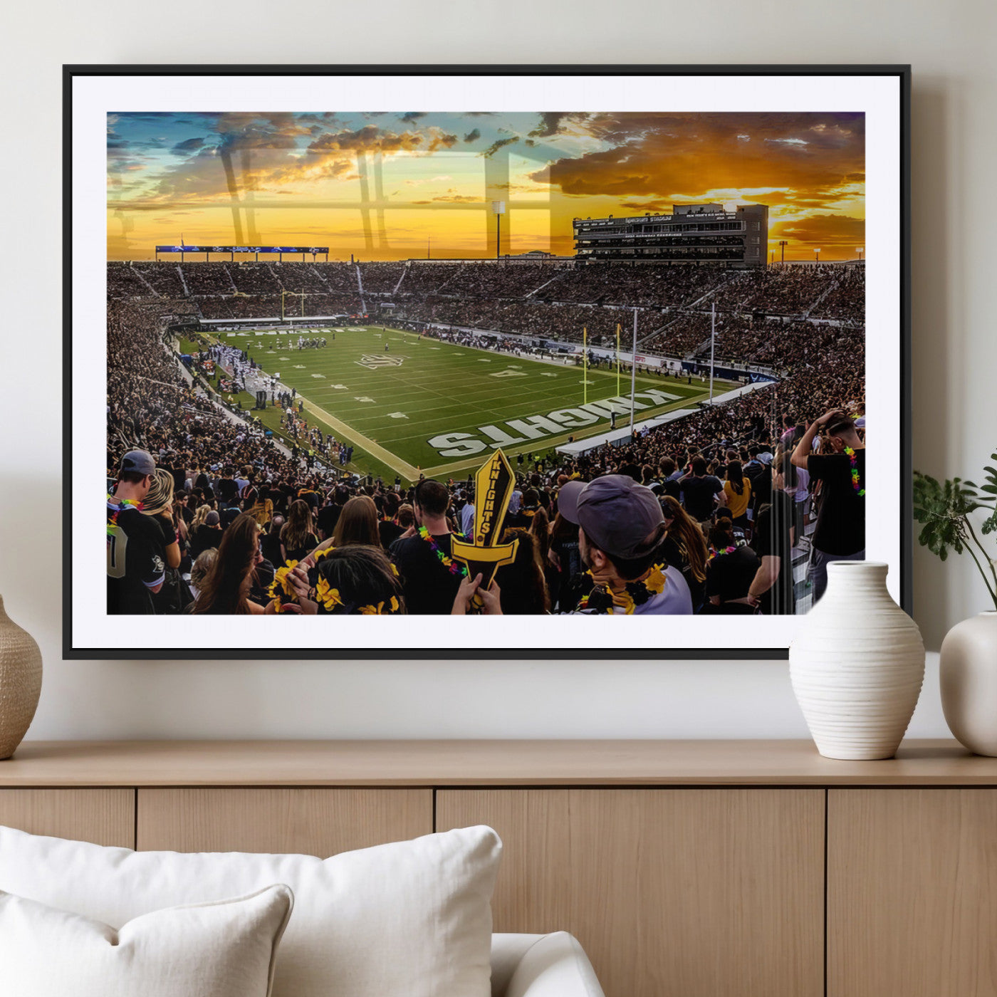 MGC-FP-36x24 - UCF Knights Football Team Print - Orlando FBC Mortgage Stadium, UCF Knights Wall Art Canvas Print