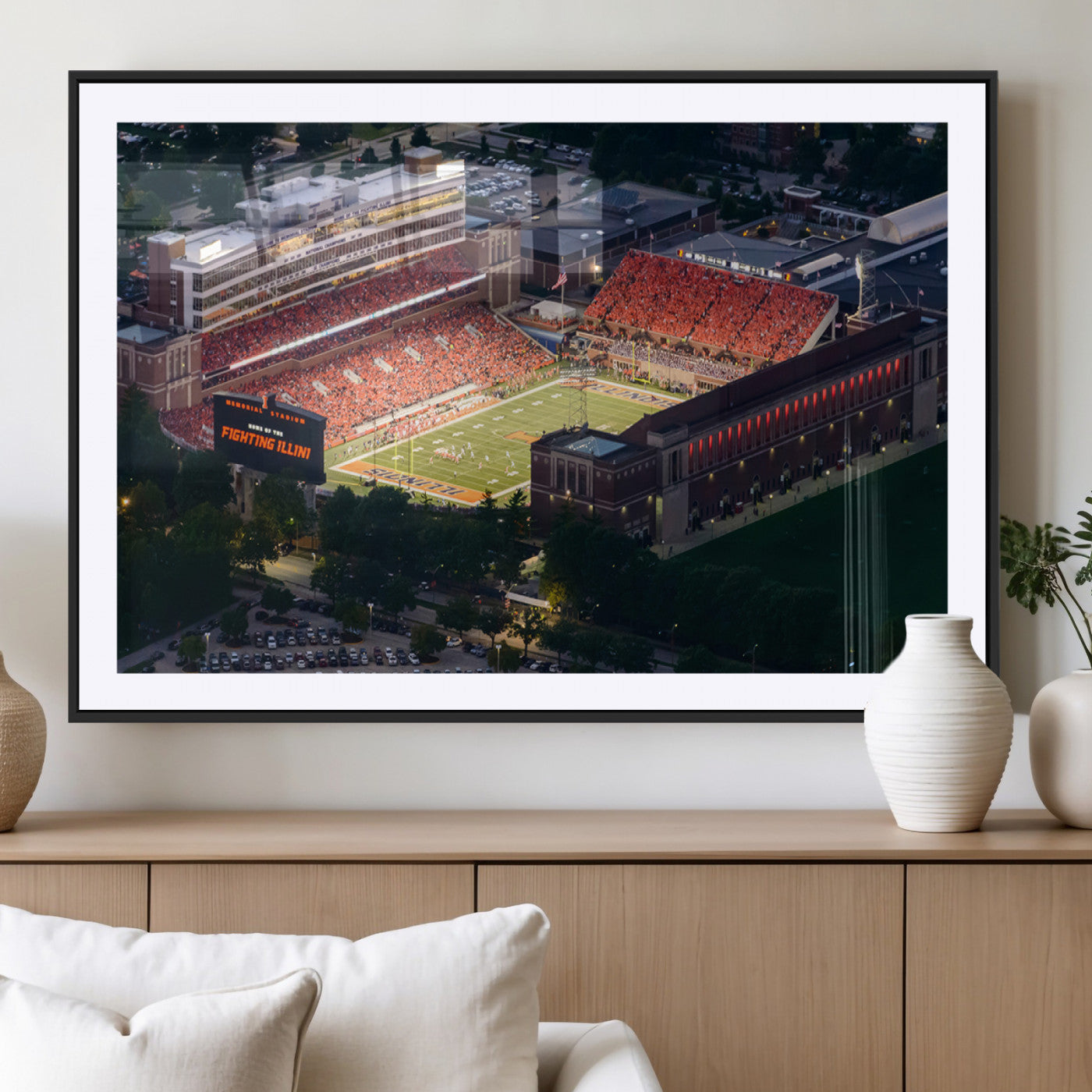 MGC-FP-36x24 - University of Illinois Fighting Illini Football Team Print - Champaign Illinois Memorial Stadium