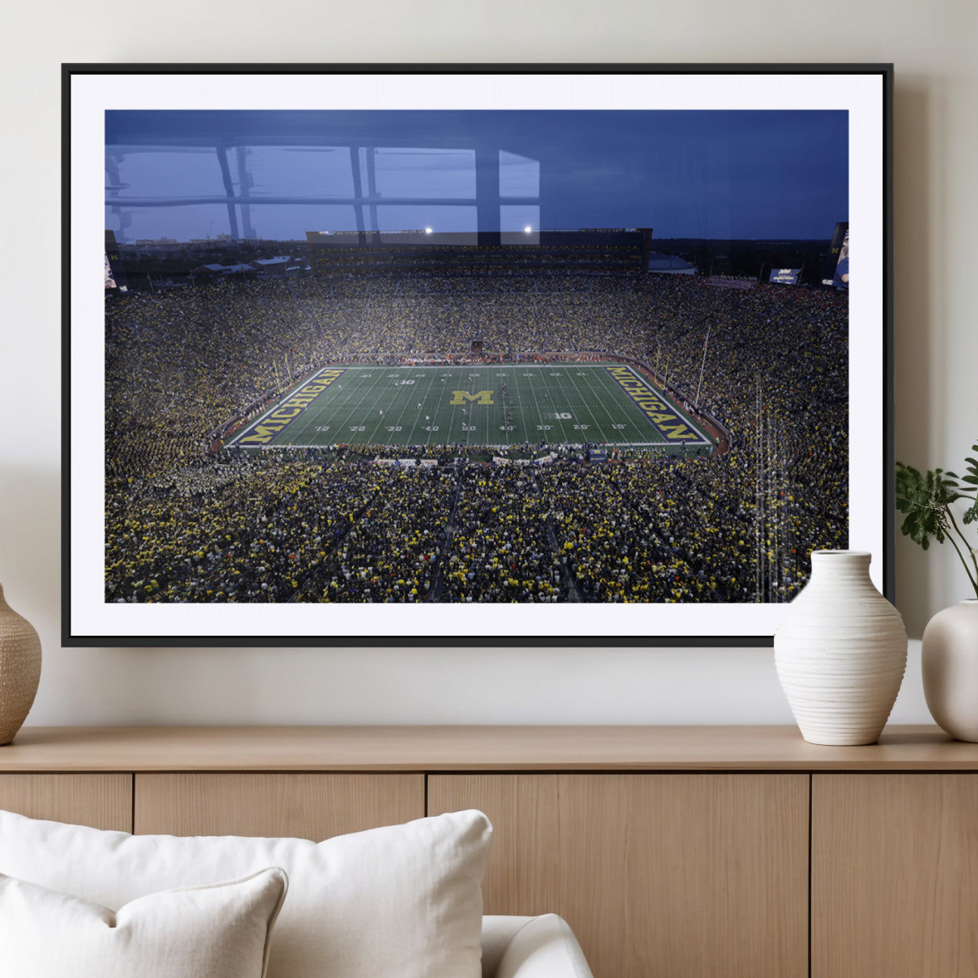 MGC-FP-36x24 - University of Michigan Wolverines Football Team Print - Ann Arbor Michigan Stadium Wall Art Canvas