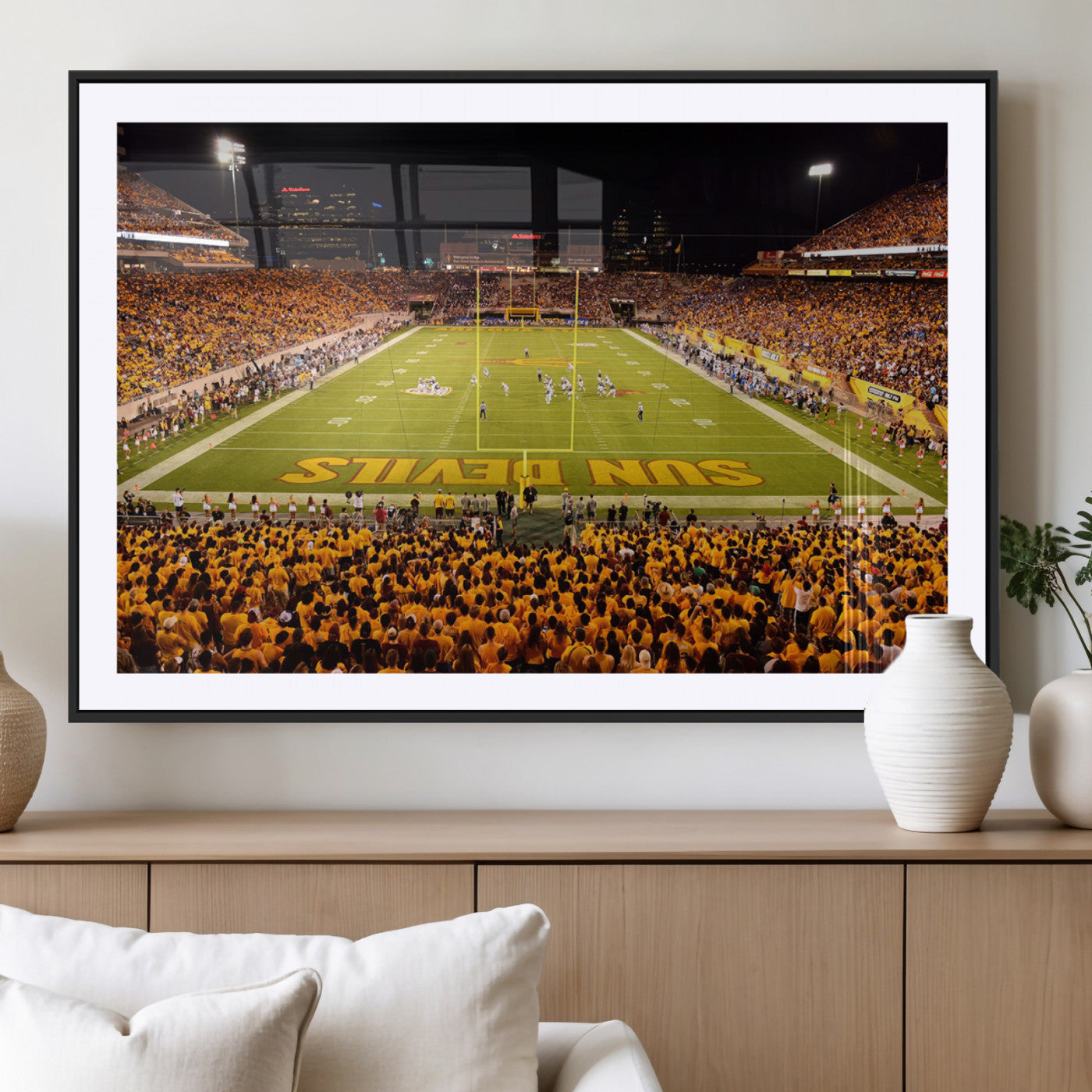 MGC-FP-36x24 - ASU Sun Devils Football Team Print - Phoenix Mountain America Stadium Wall Art Canvas Print