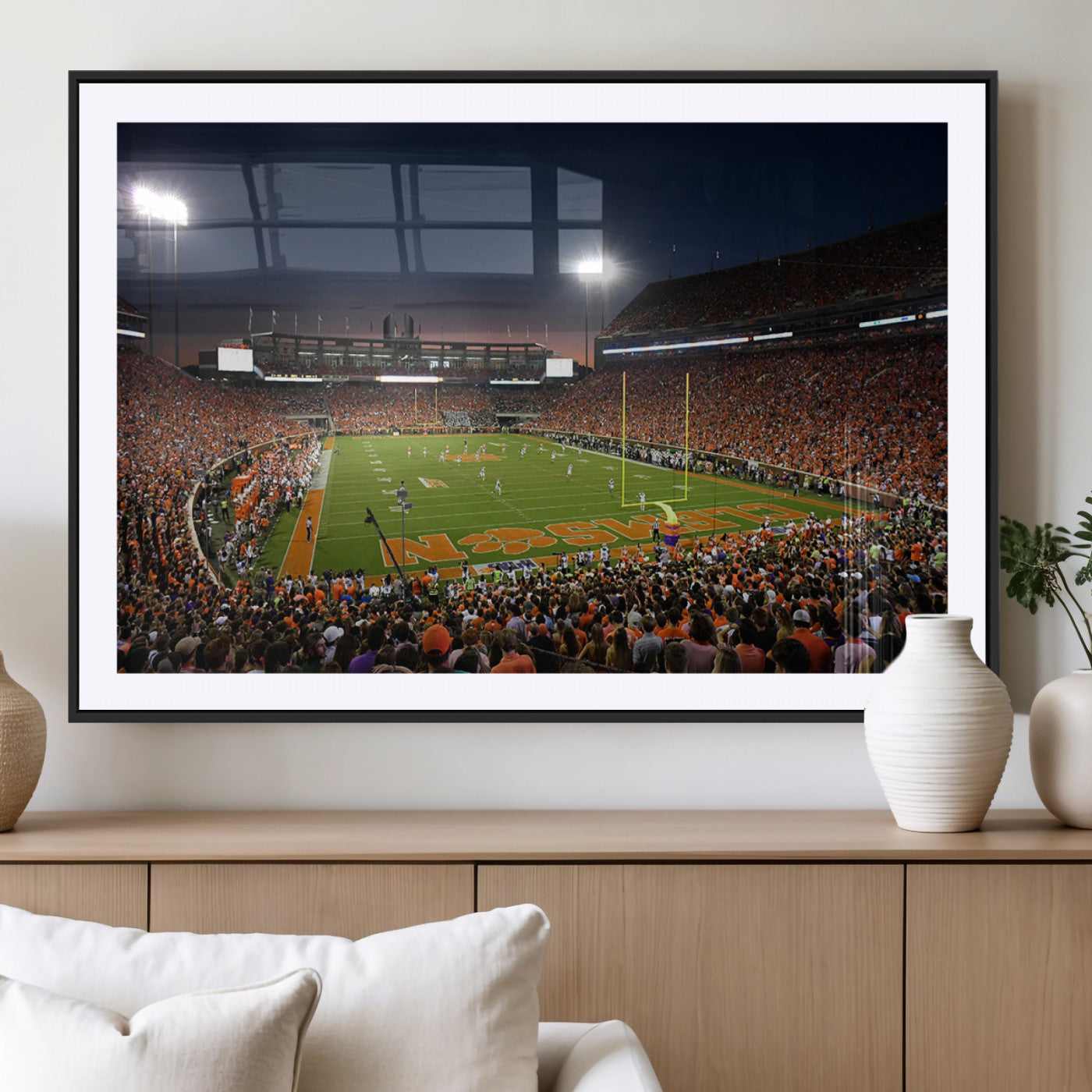 MGC-FP-36x24 - Clemson University Tigers Art Print, Football Team Print - Clemson Memorial Stadium Wall Art Canvas