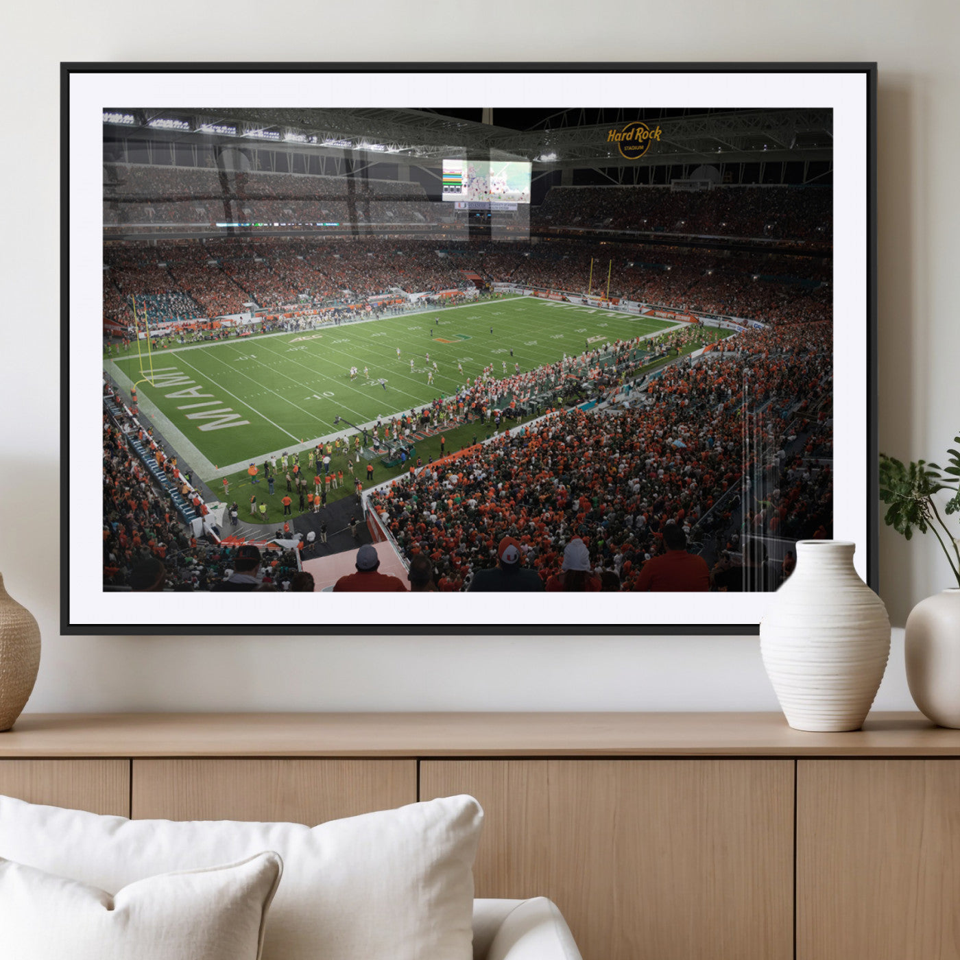 MGC-FP-36x24 - Miami Hurricanes Football Team Print Canvas- Miami Hard Rock Stadium Wall Art Canvas Print