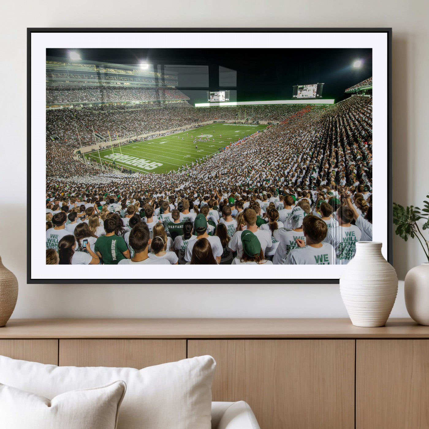 MGC-FP-36x24 - Michigan State Spartans Football Canvas Print - East Lansing Spartan Stadium Wall Art Canvas Print