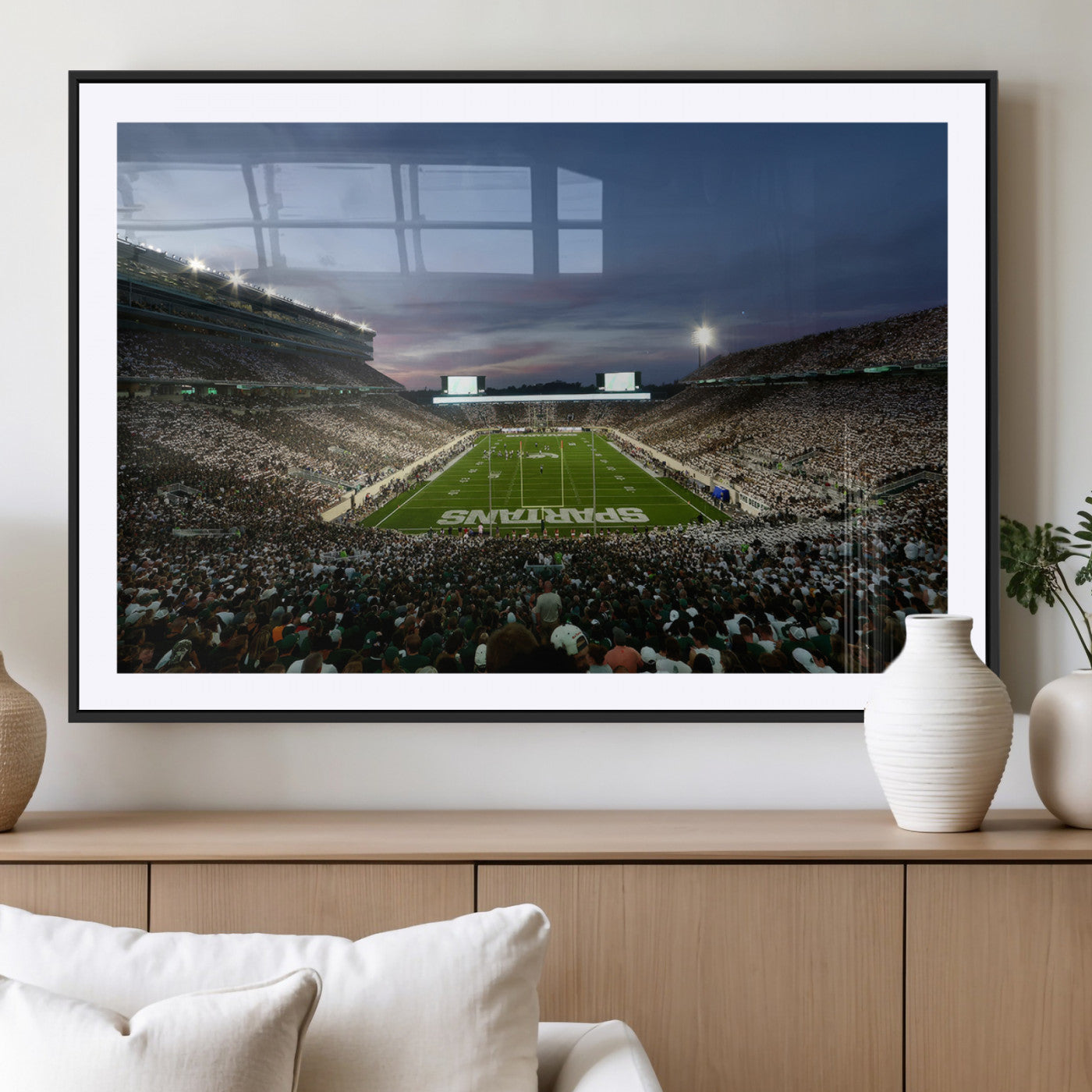 MGC-FP-36x24 - Michigan State Spartans Football Team Print - East Lansing Spartan Stadium Canvas Print