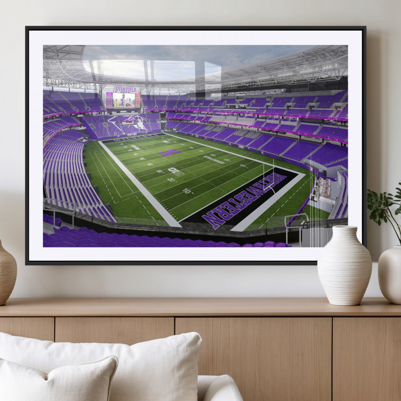 MGC-FP-36x24 - Northwestern University Wildcats Football Team Print - Evanston Ryan Field Wall Art Canvas Print