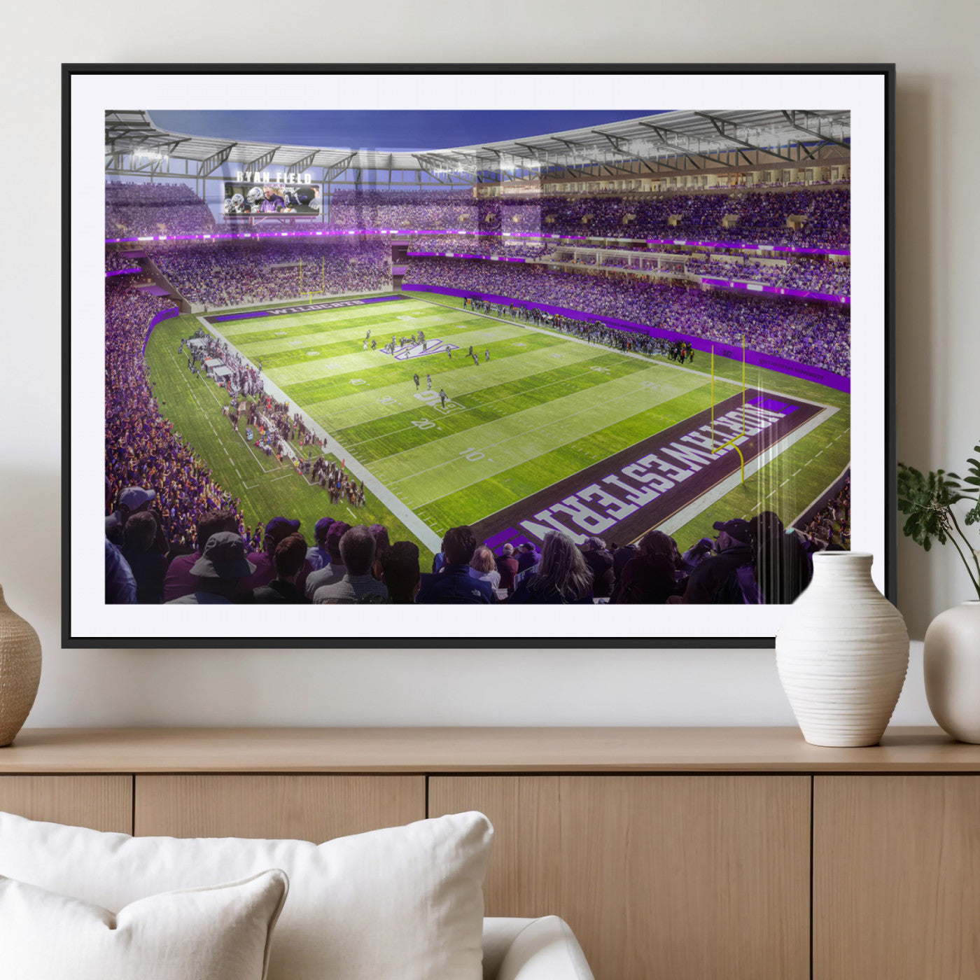 MGC-FP-36x24 - Northwestern University Wildcats Football Team Print - Evanston Ryan Field Wall Art Canvas Print