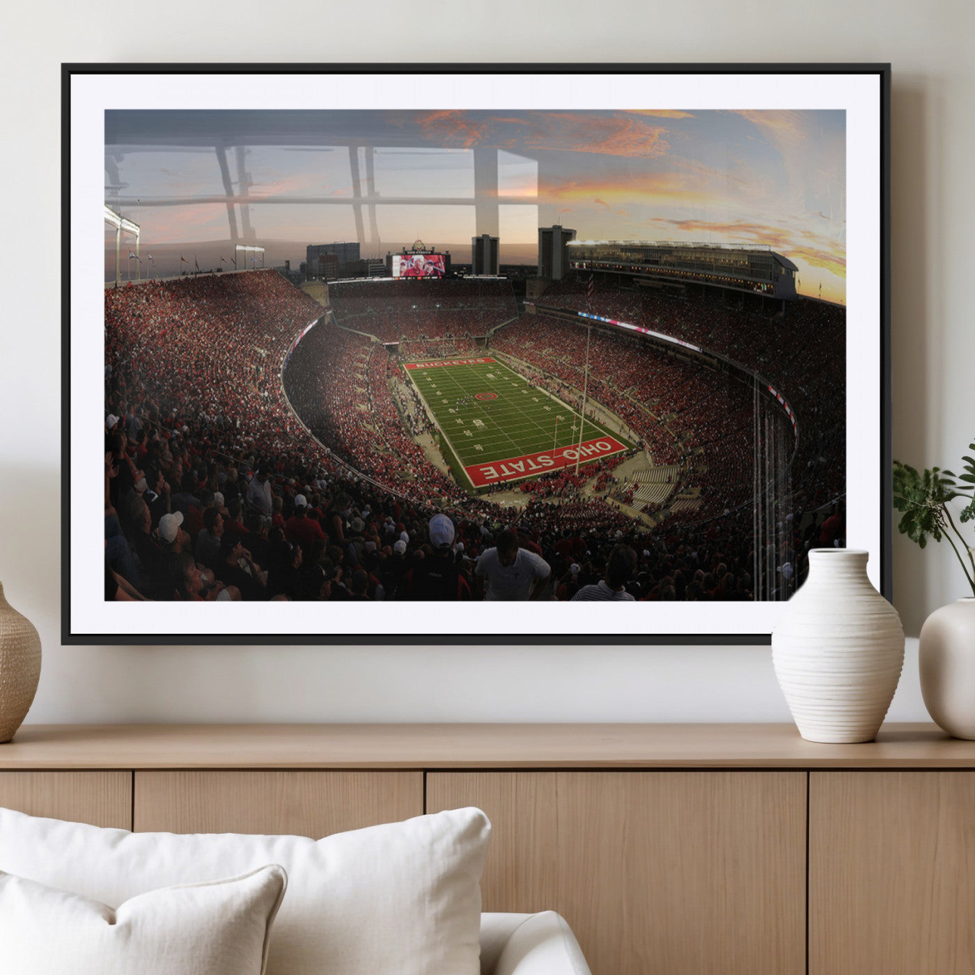 MGC-FP-36x24 - Ohio State University Buckeyes Football Team Print - Columbus Ohio Stadium Wall Art Canvas Print