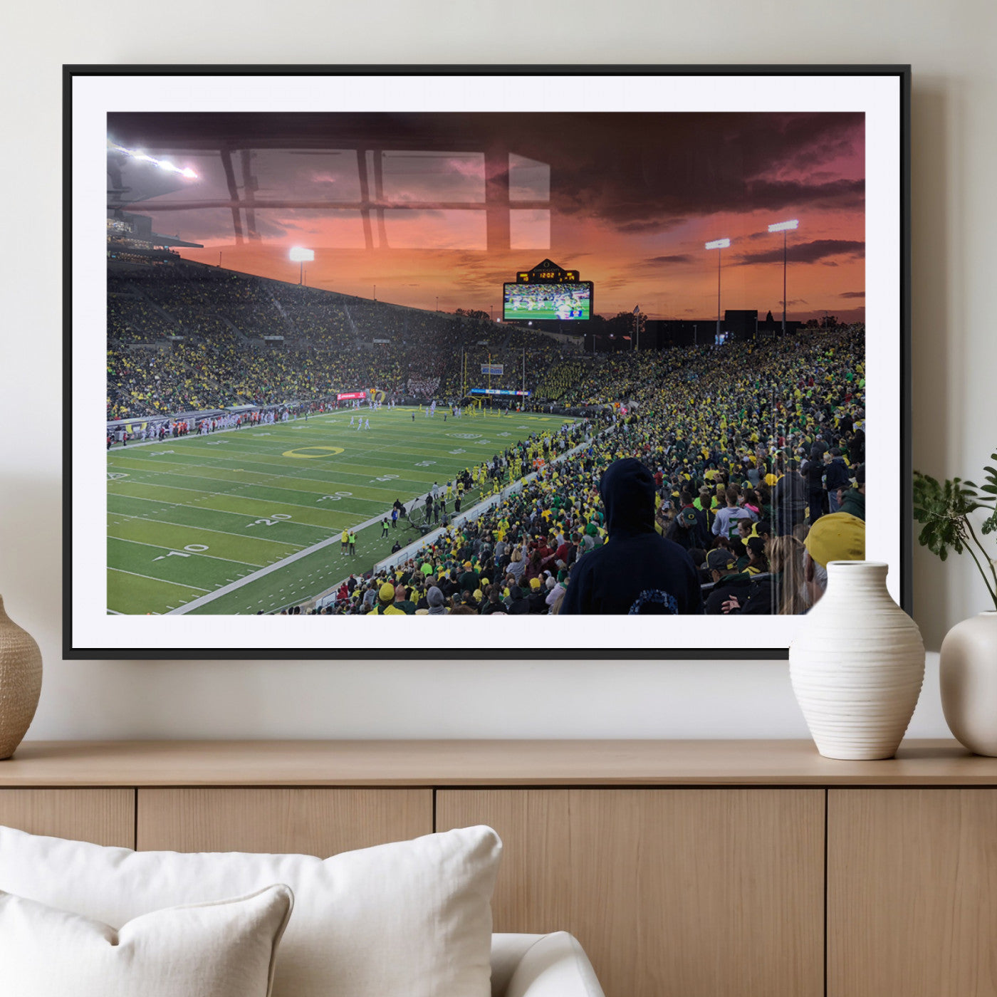 MGC-FP-36x24 - Eugene Autzen Stadium Canvas Wall Art Print – Sunset Over Iconic Football Field Wall Decor for Home