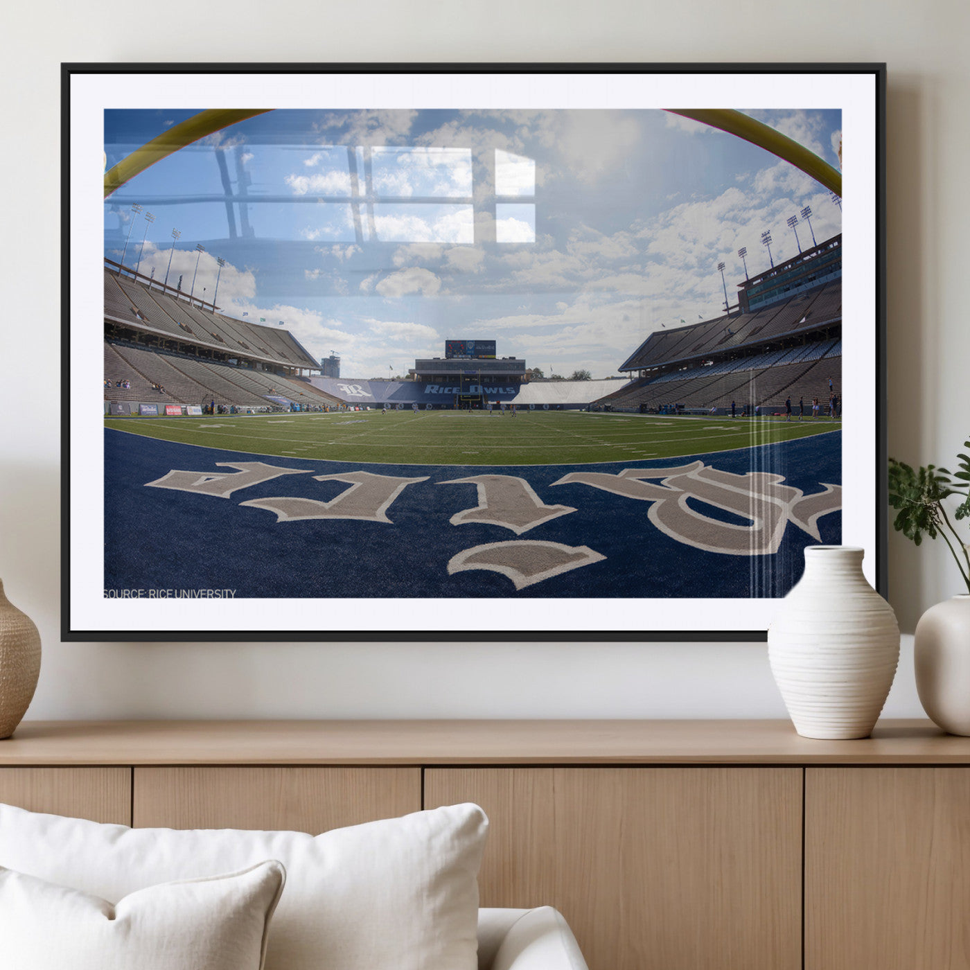 MGC-FP-36x24 - Rice University Owls Football Team Print - Houston Rice Stadium Wall Art Canvas Print