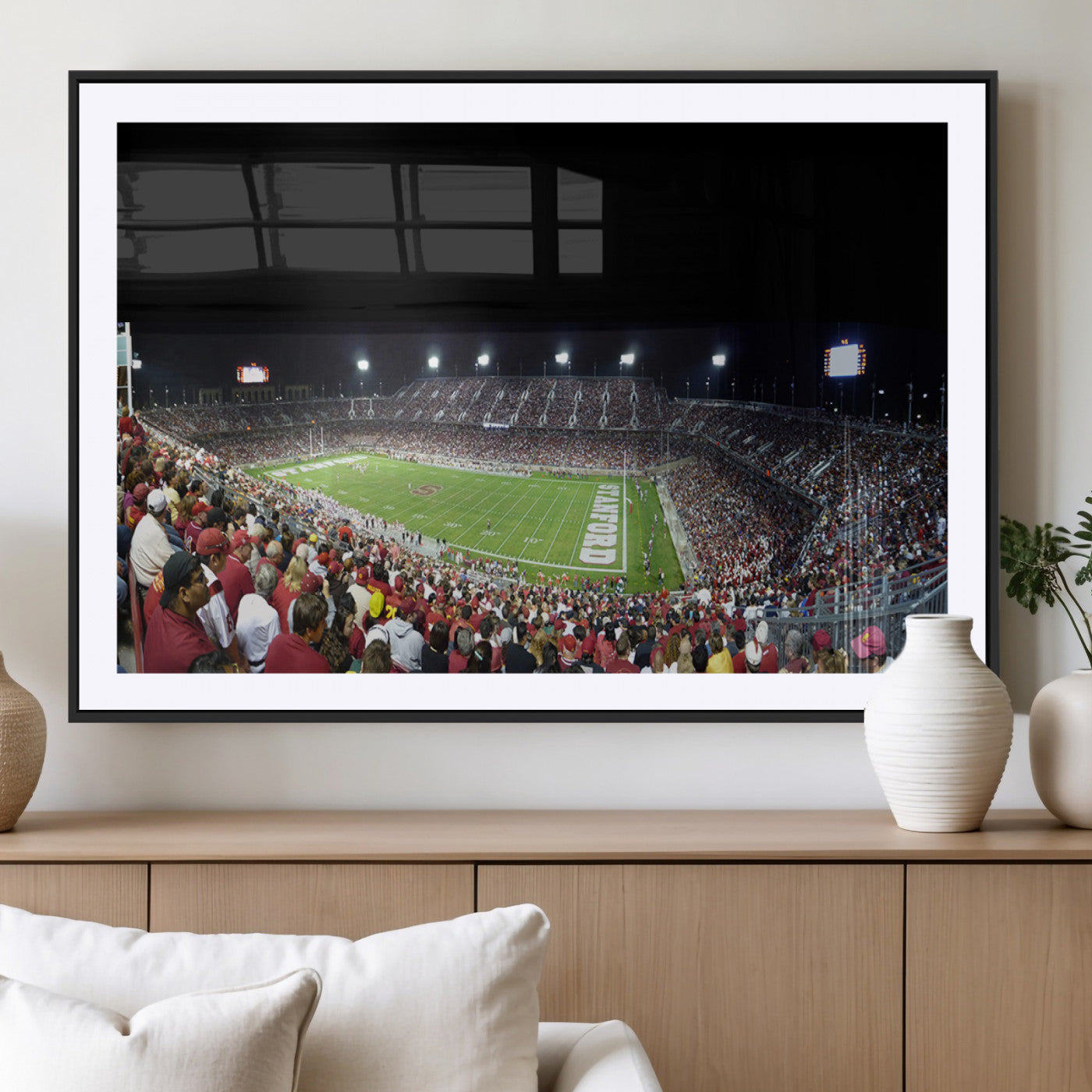 24884-MGC-FP-36x24_Black-Stanford University Cardinal Football Team Print - Stanford Stadium Wall Art Canvas Print