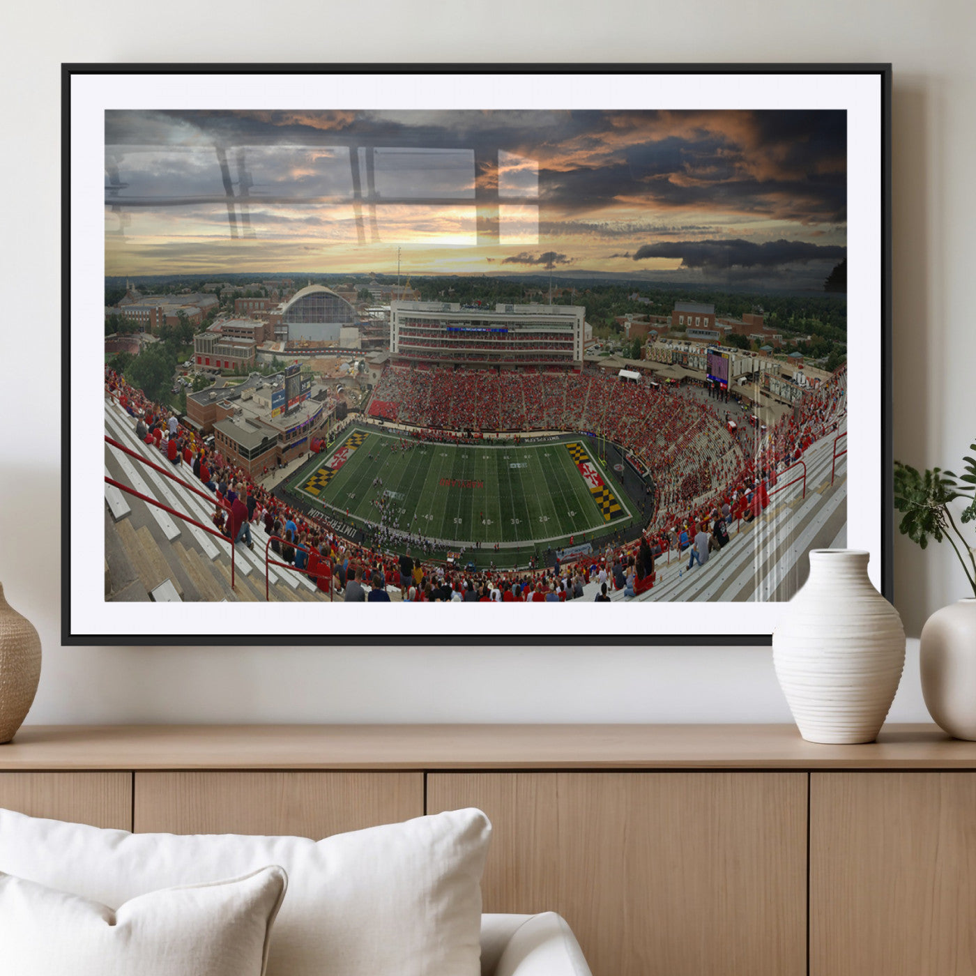 -University of Maryland Terrapins Football Team Print - College Park SECU Stadium Wall Art Canvas