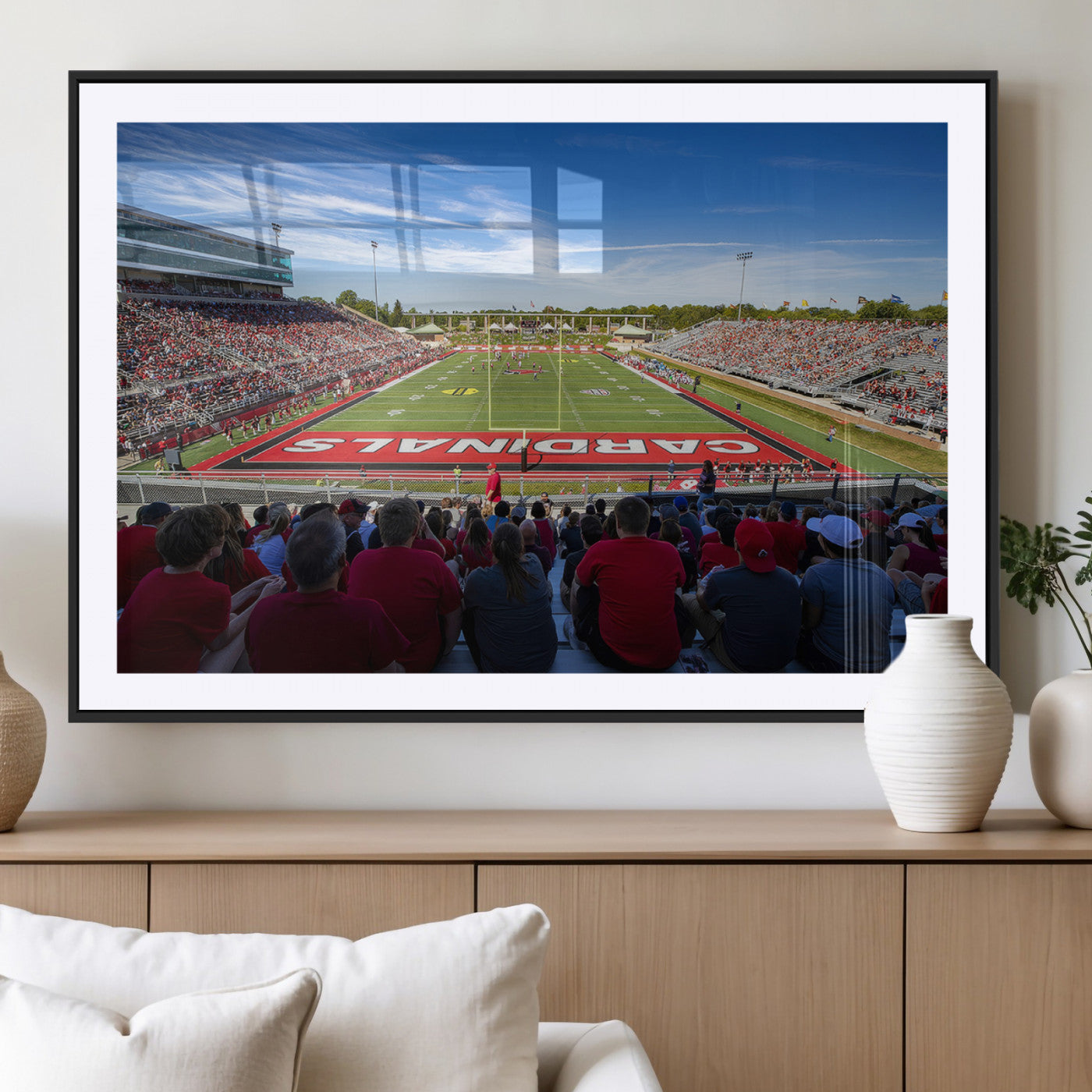 MGC-FP-36x24 - Ball State Cardinals Football Team Print - Muncie Scheumann Stadium Wall Art Canvas Print