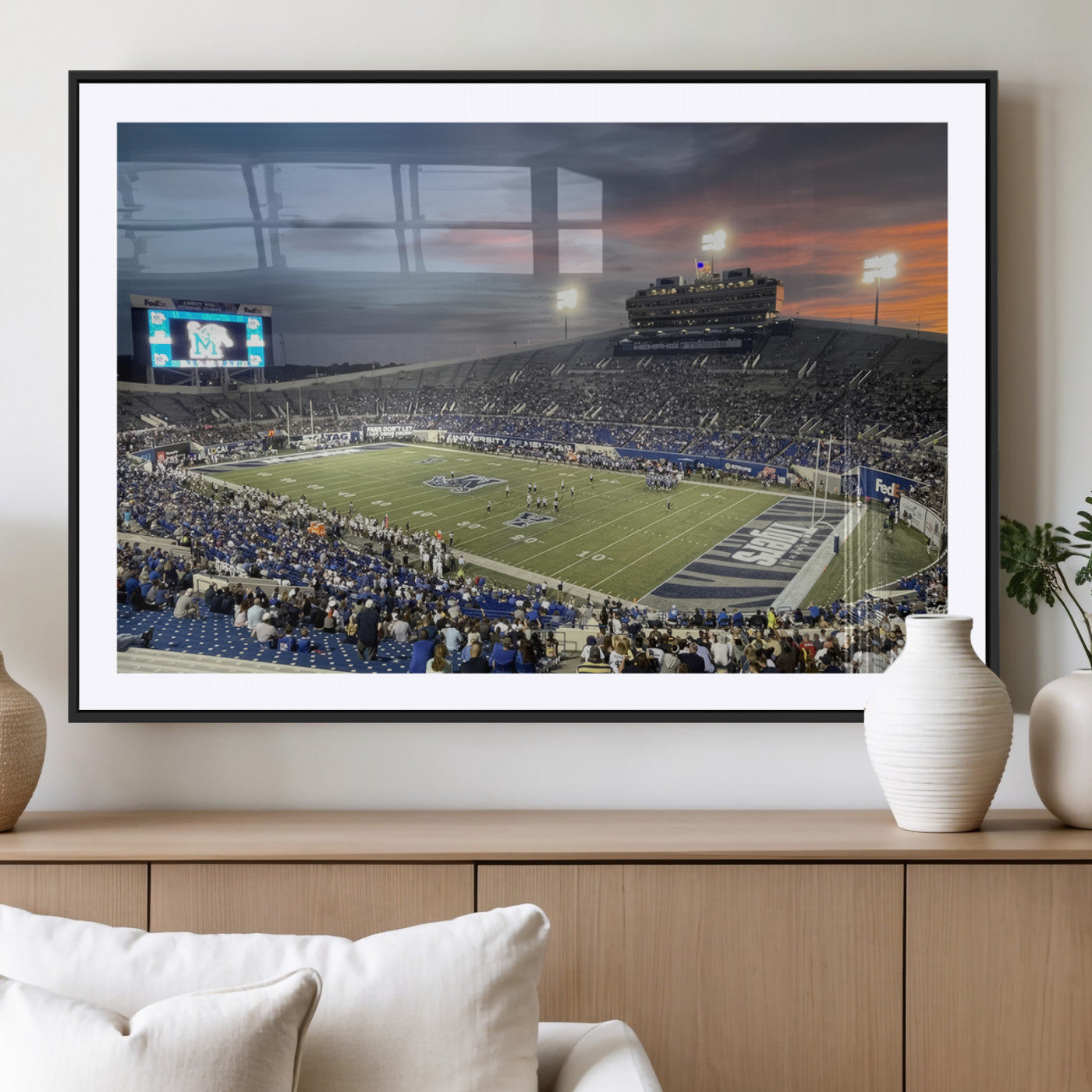 64409-MGC-FP-36x24_Black-Memphis Tigers Football Team Print - Memphis Simmons Bank Liberty Stadium Wall Art Canvas Print