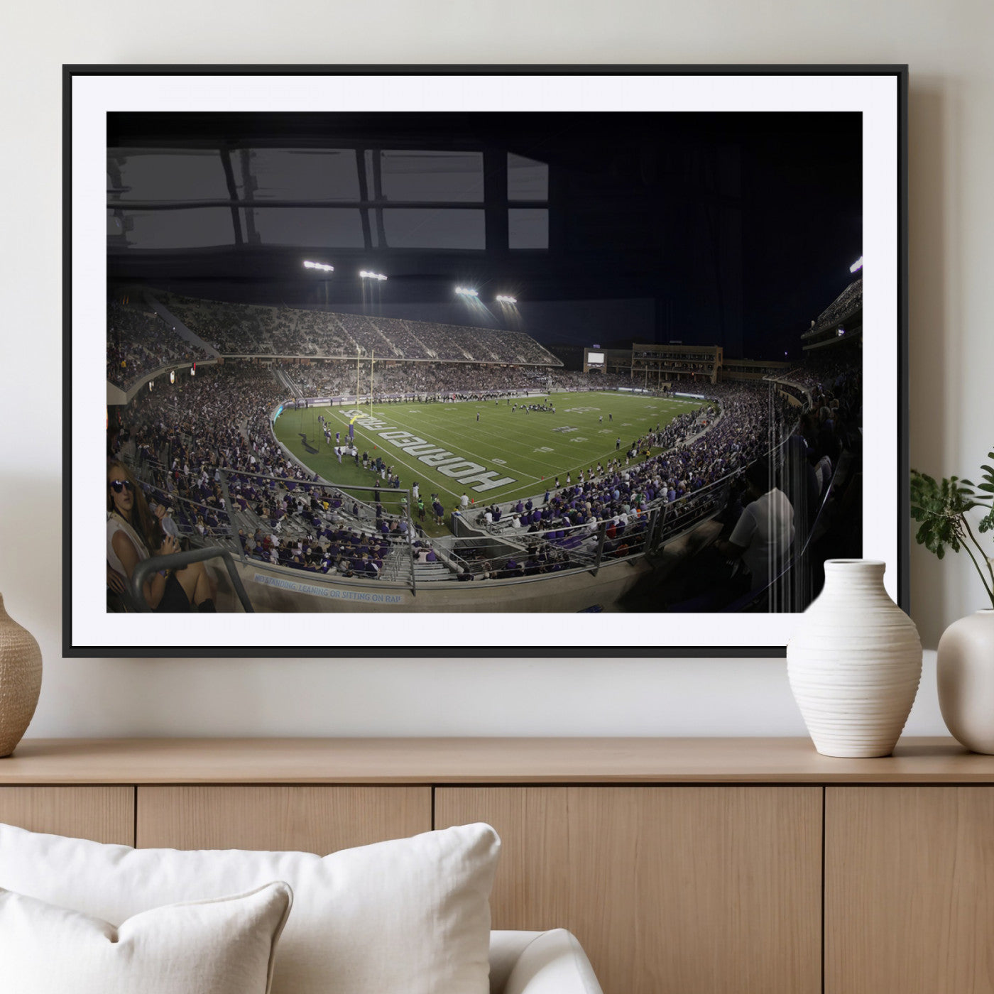 MGC-FP-36x24 - TCU Horned Frogs Football Team Print - Fort Worth Amon G. Carter Stadium Wall Art Canvas Print.