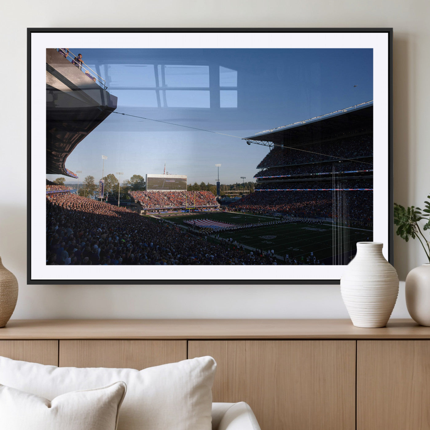 MGC-FP-36x24 - The University of Washington Huskies Football Team Print - Seattle Husky Stadium Wall Art Canvas