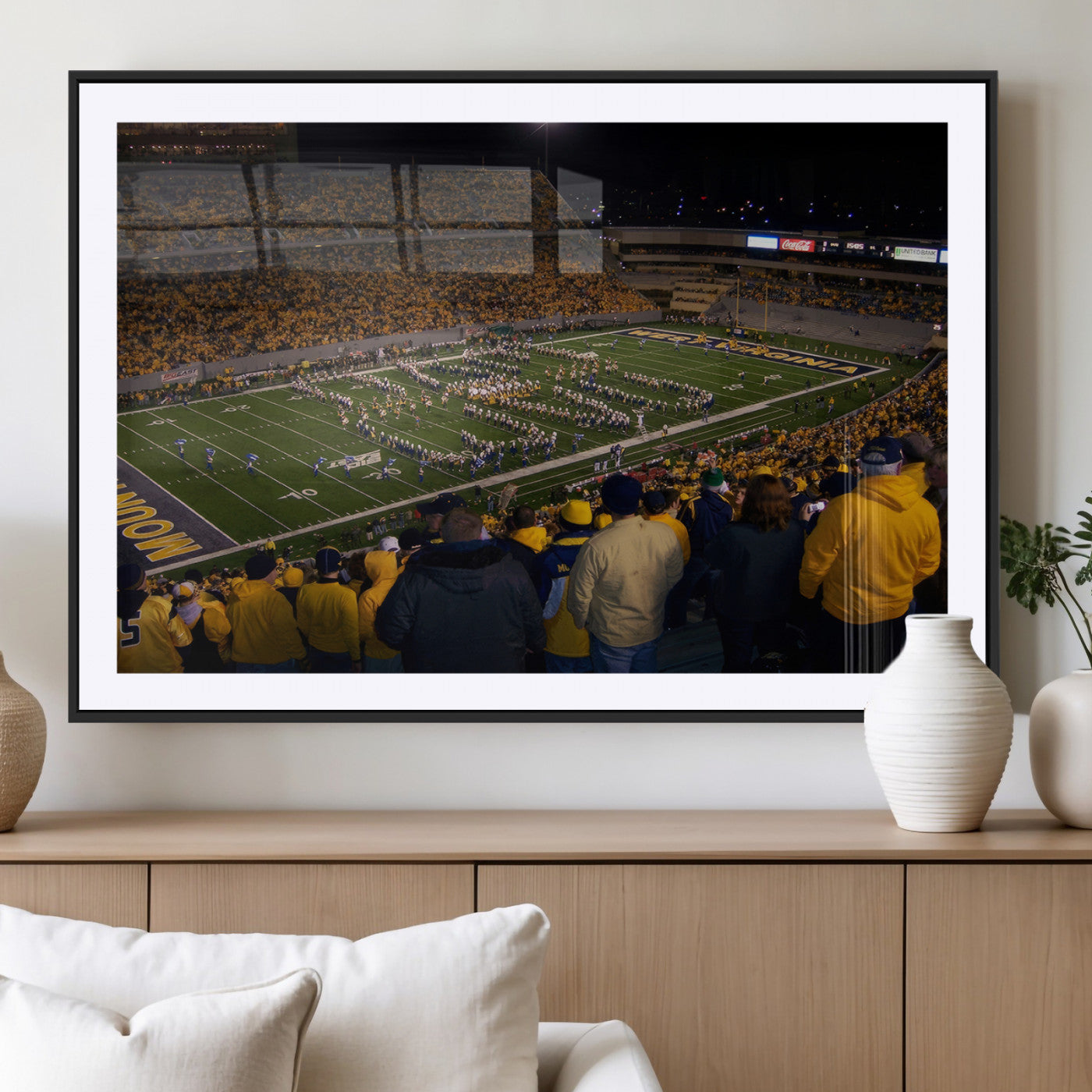 MGC-FP-36x24 - West Virginia Uni Mountaineers Football Team Print - Milan Puskar Stadium Canvas Print Wall Art,