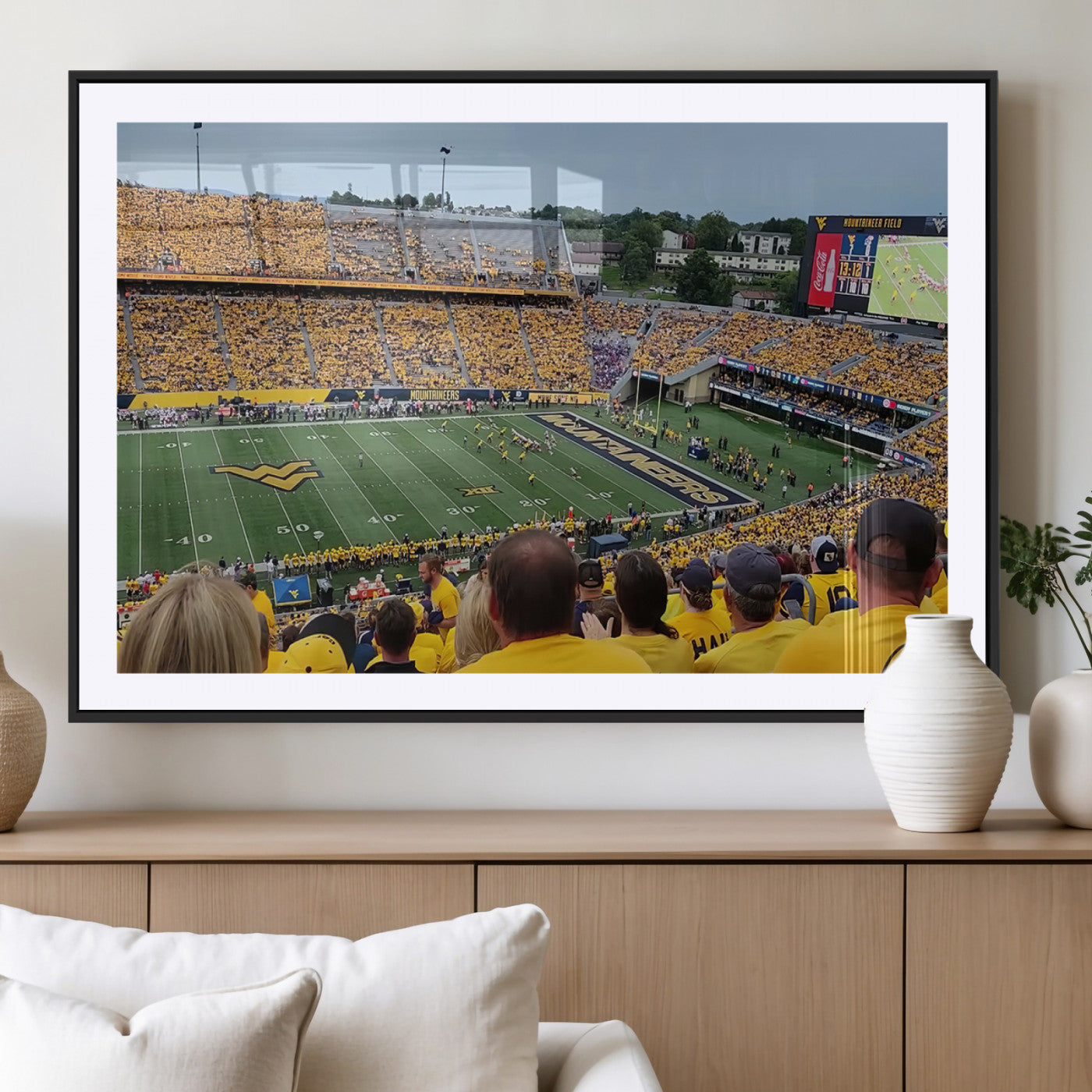 18056-MGC-FP-36x24_Black-Puskar Stadium Canvas Print Wall Art - Morgantown Print - West Virginia University Mountaineers