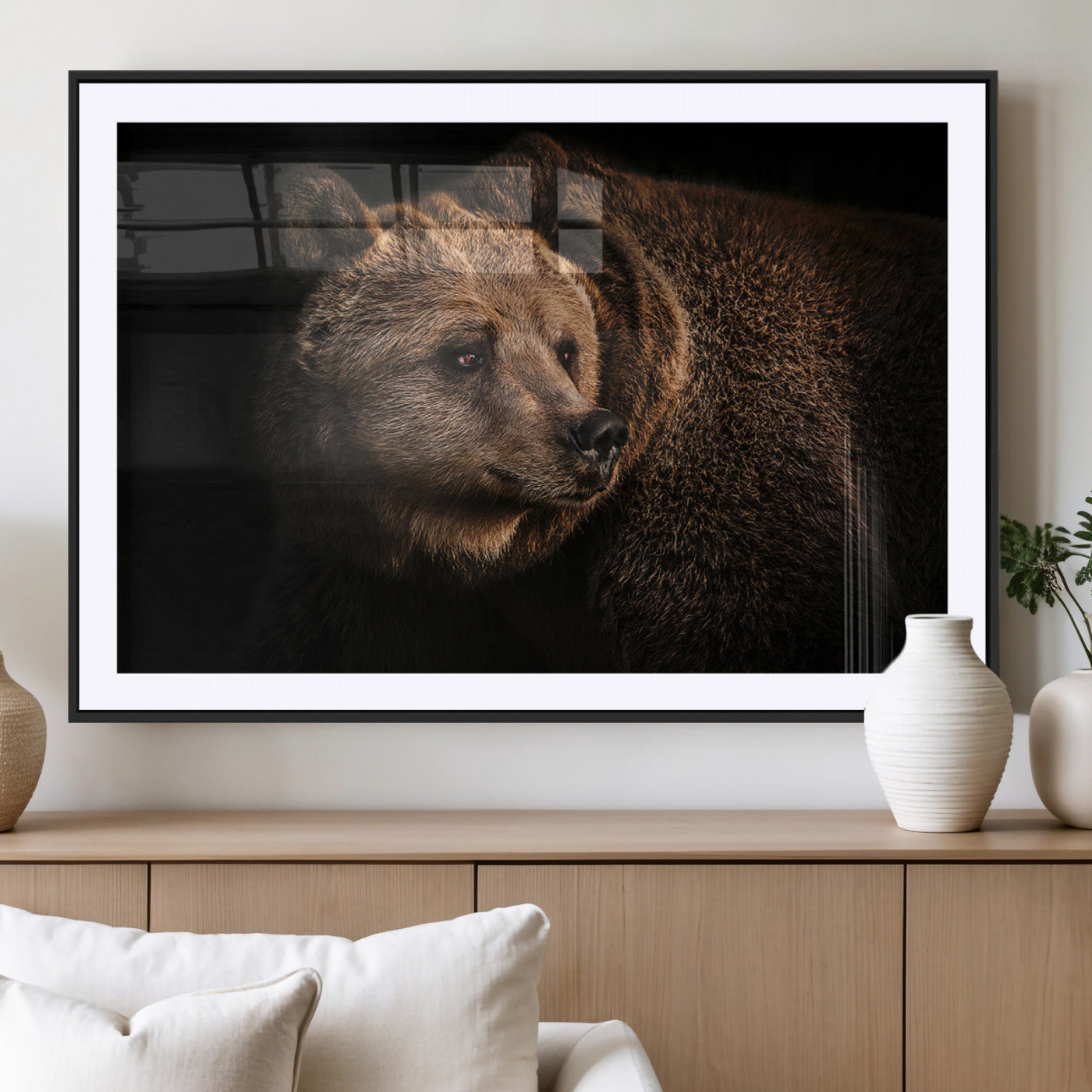 MGC-FP-36x24 - Wild Grizzly 399 Bear Canvas Wall Art Print, Bear Animal Canvas Artwork Print, Black Bear Wall Art