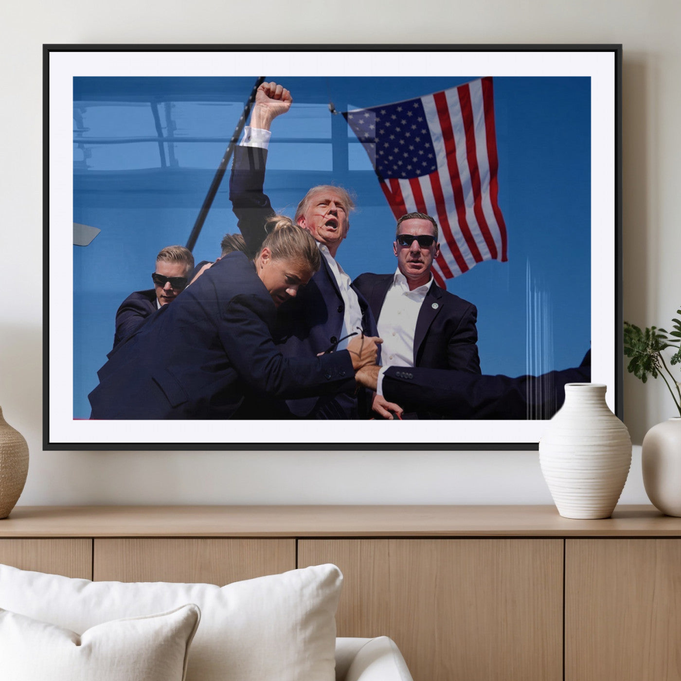 MGC-FP-36x24 - Donald Trump Assassination Attempt Wall Art Print, Trump Historic Footage - Iconic Reaction by Trump