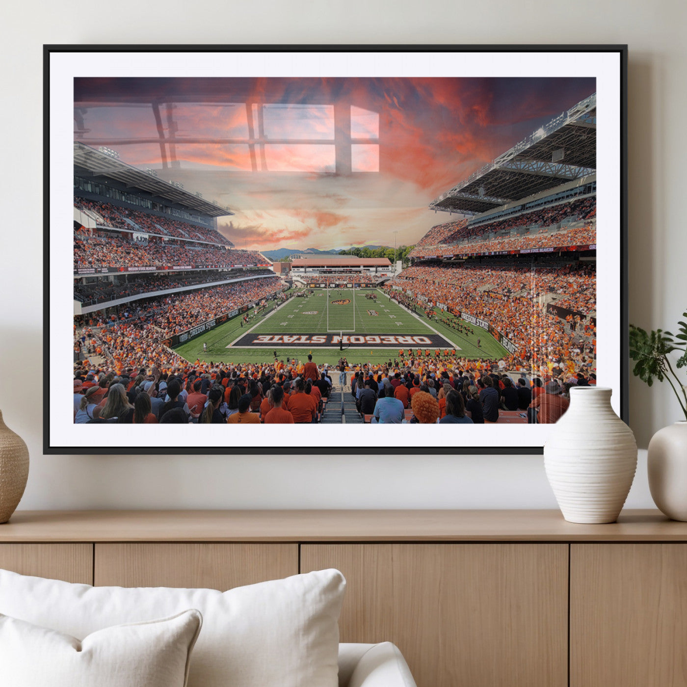 MGC-FP-36x24 - Oregon State Beavers Football Team Print - Corvallis Reser Stadium Wall Art Canvas Print