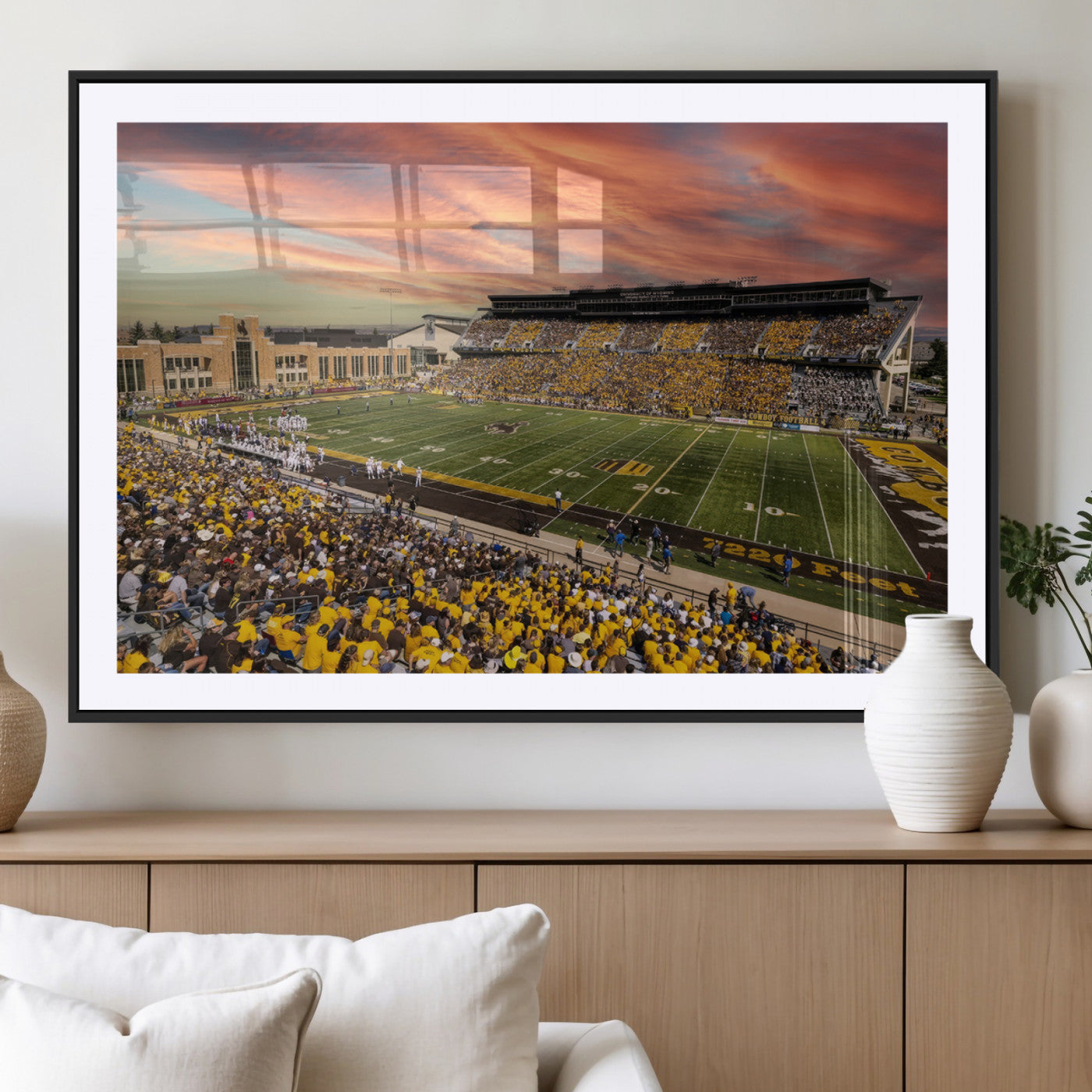 MGC-FP-36x24 - University of Wyoming Cowboys Football Team Print - Laramie Jonah Field War Memorial Stadium Wall