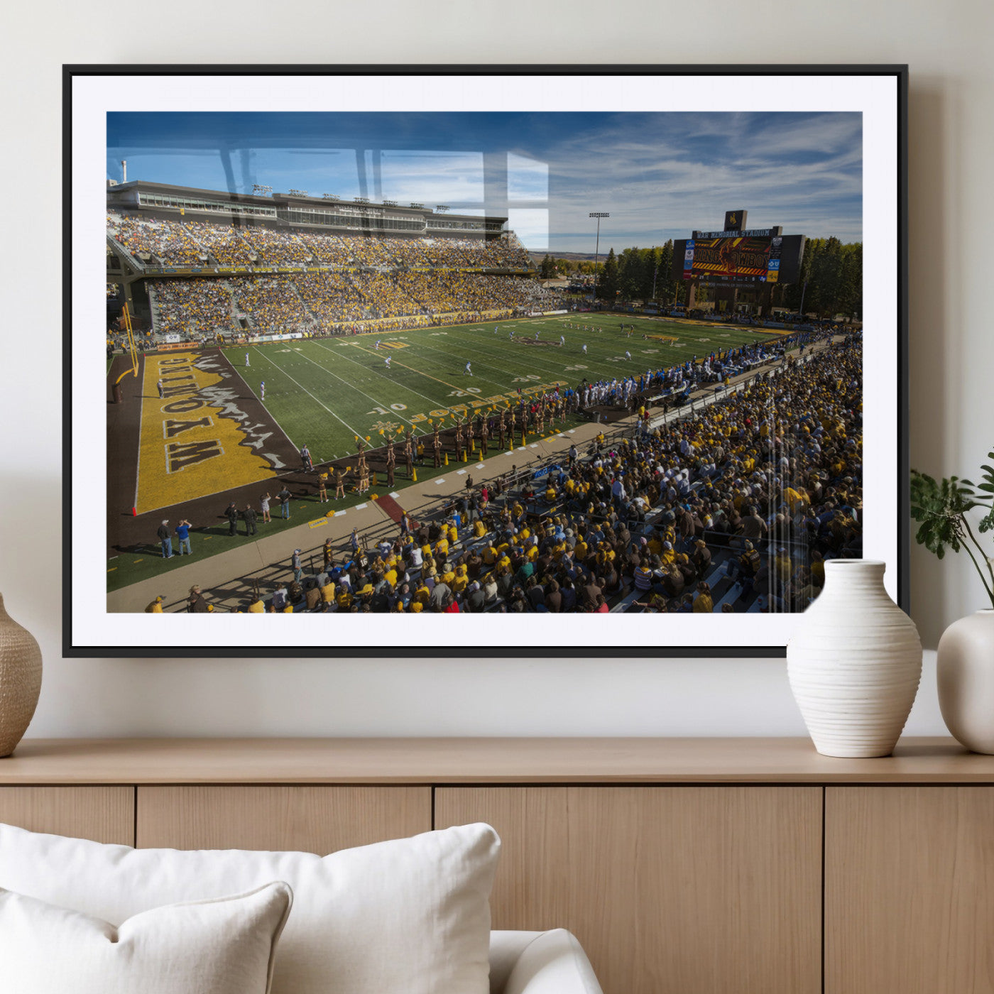 MGC-FP-36x24 - University of Wyoming Cowboys Football Team Print - Laramie Jonah Field War Memorial Stadium Wall