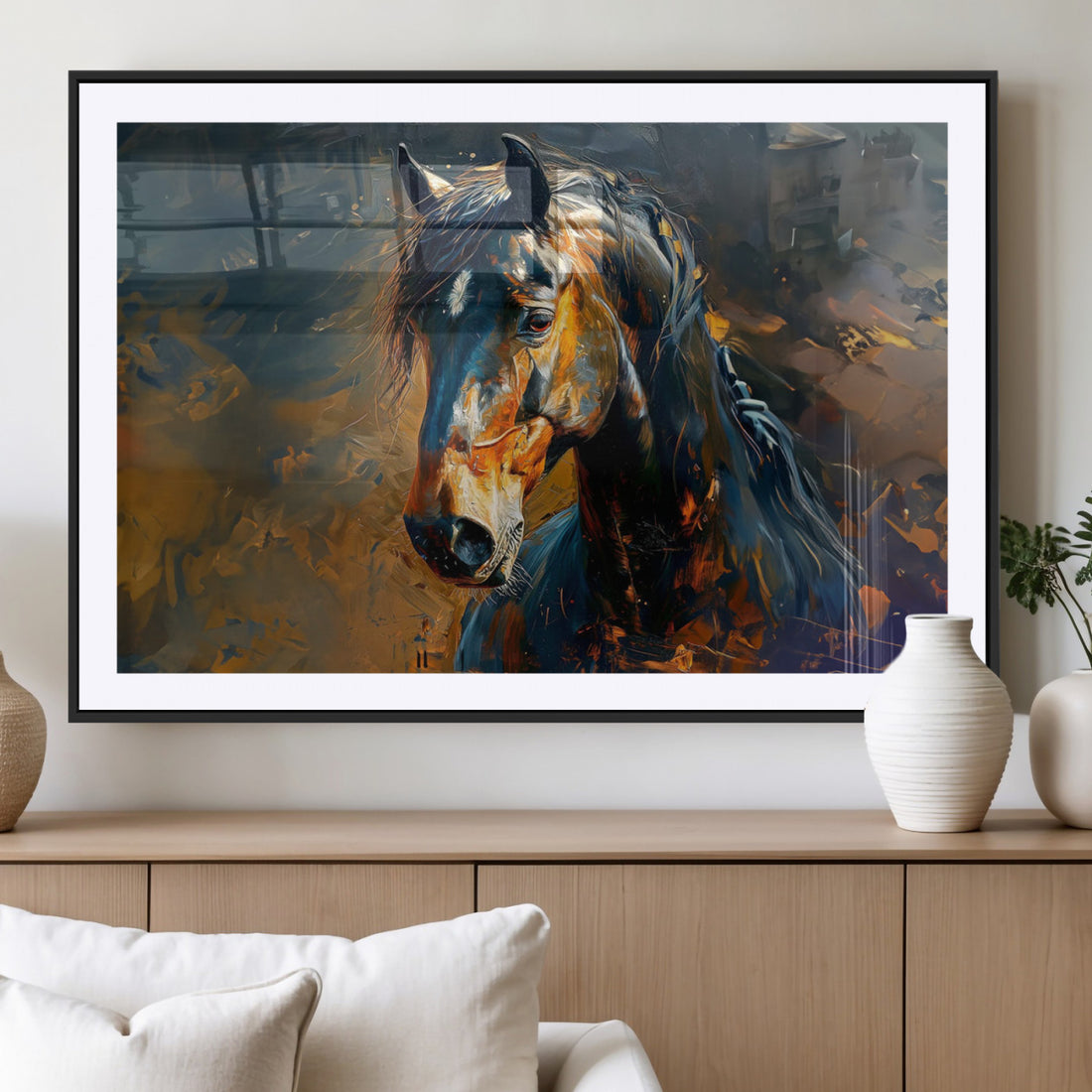 Abstract Horse Wall Art Canvas Print, Farmhouse Wall Decor