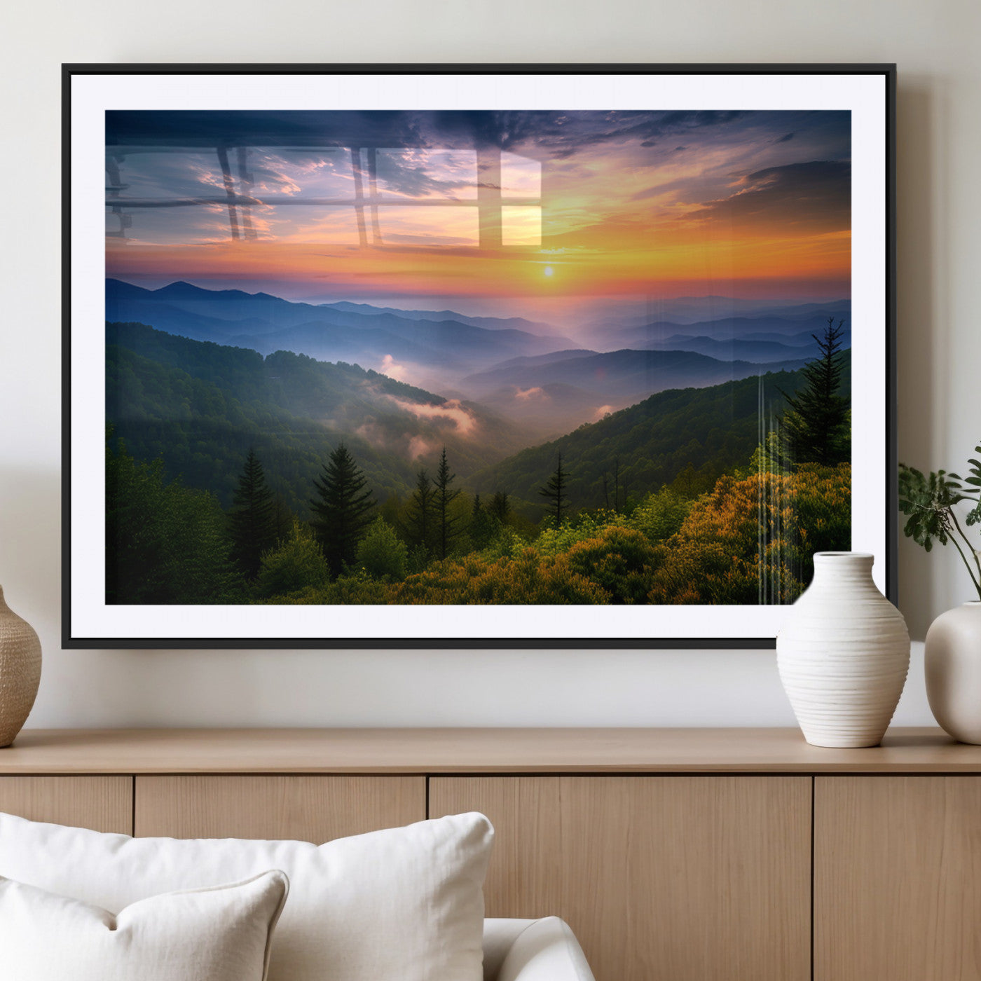MGC-FP-36x24 - Majestic Mountain Sunrise Print | Landscape Wall Art | Canvas Print Ready to Hang | Farmhouse Wall