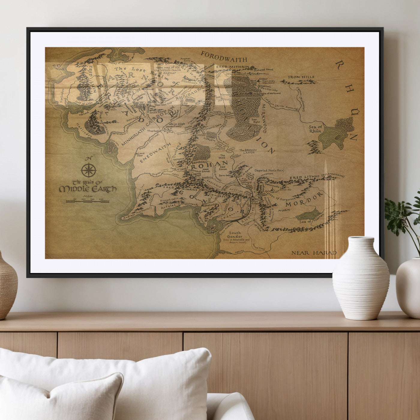 MGC-FP-36x24 - Push Pin World Map Canvas Print – Framed Wall Art for Couples to Track Their Travels – Anniversary
