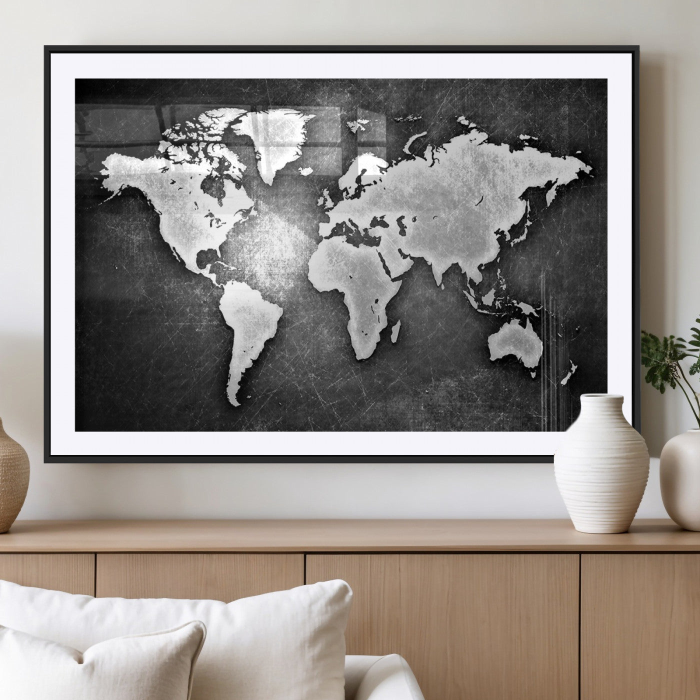 MGC-FP-36x24 - Push Pin World Map Canvas Print – Framed Wall Art for Couples to Track Their Travels – Anniversary
