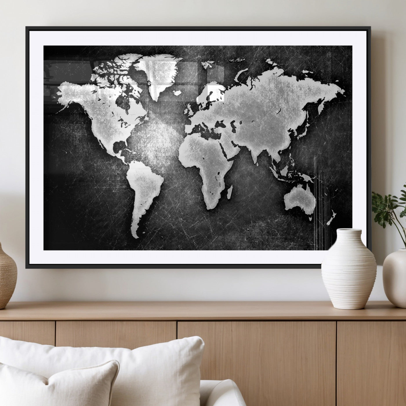 MGC-FP-36x24 - World Map Wall Art Canvas Print – Framed Wall Art for Anniversary Gift or Home Adventure Decor