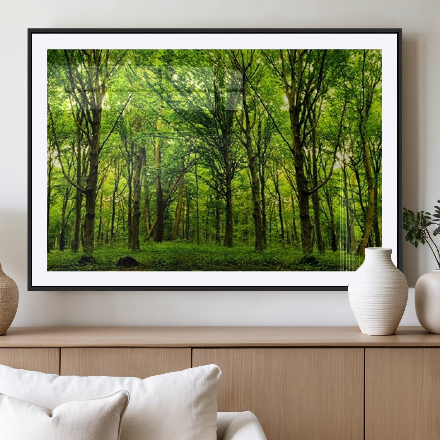 MGC-FP-36x24 - Lush Green Forest Canvas Print | 3-Panel Forest Wall Art | Nature Landscape for Living Room